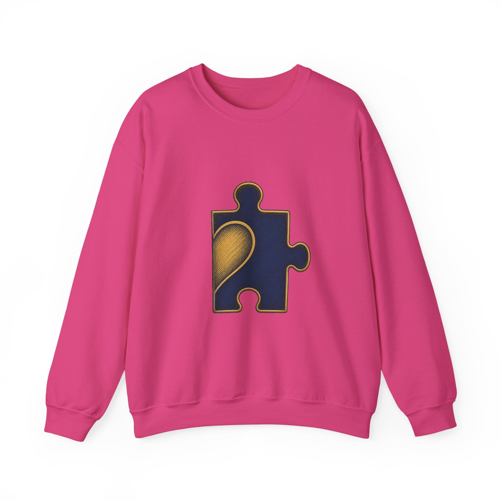 Matching Couple Sweatshirt - Puzzle Pieces Matching Couple Premium Fleece Sweatshirt Hand-Drawn Art His Hers Anniversary Gift - Design B