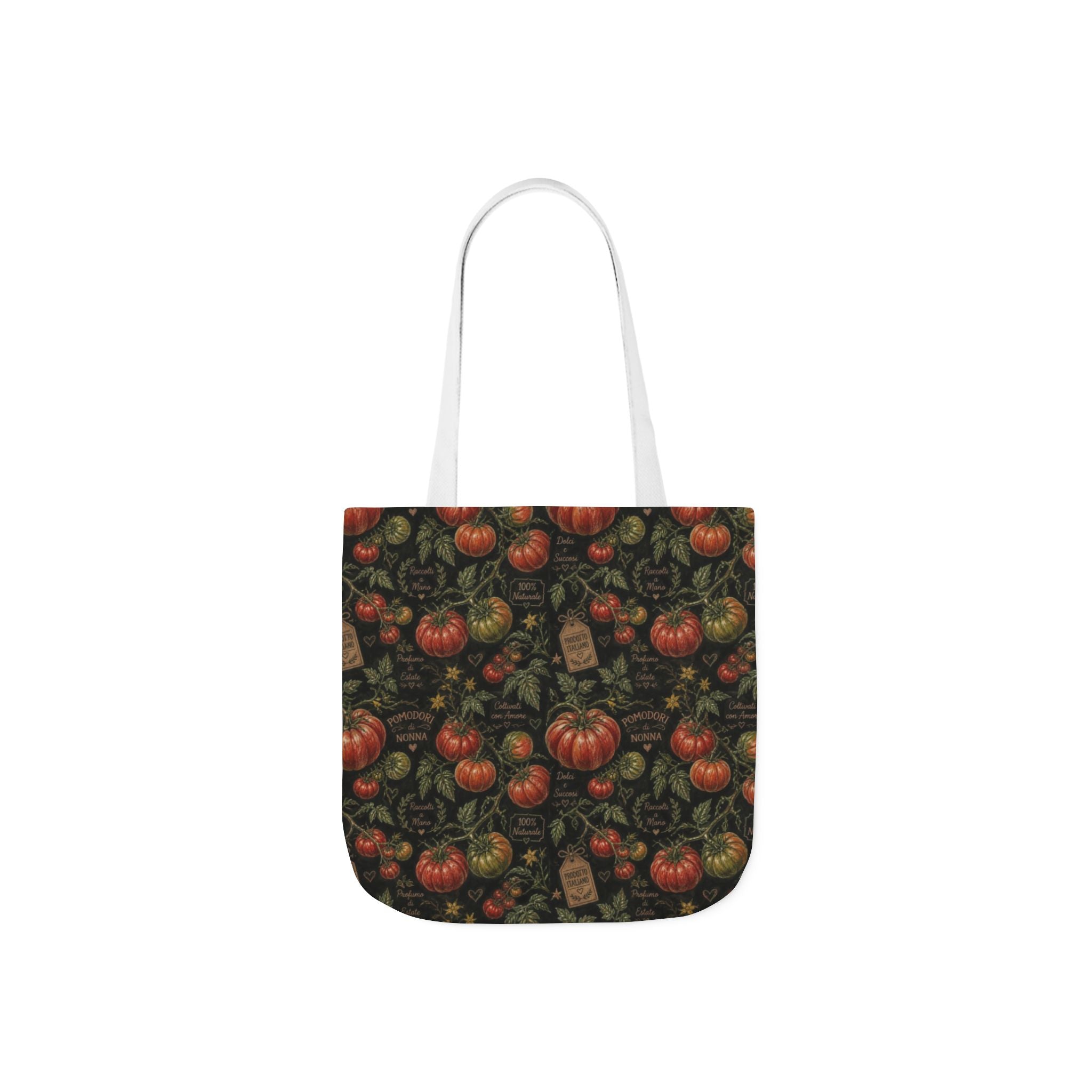 Heritage Tomatoes Canvas Tote Bag Mediterranean Kitchen Chalk Art Design Italian Cottagecore Gift