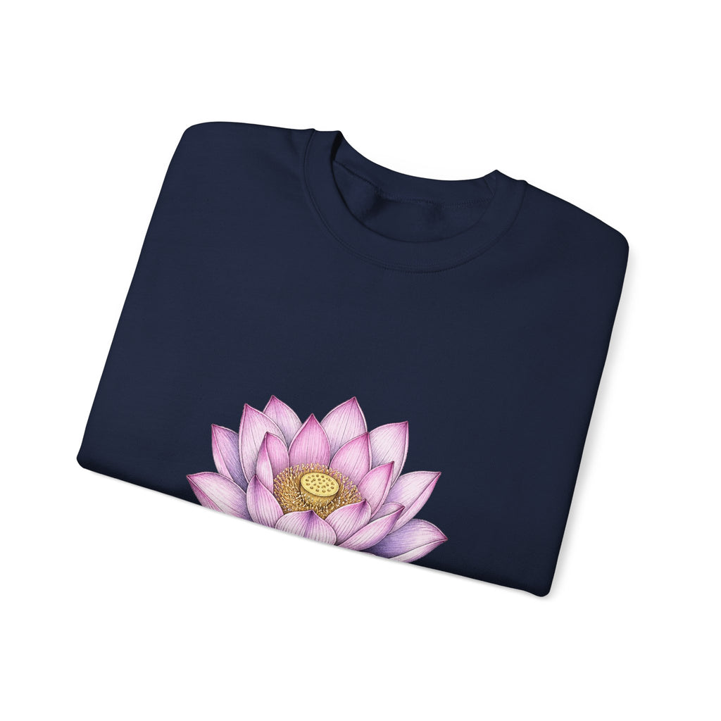 Matching Couple Sweatshirt - Open & Closed Lotus Matching Couple Crewneck Sweatshirt Hand-Drawn Art His Hers Best Friend Gift - Design A