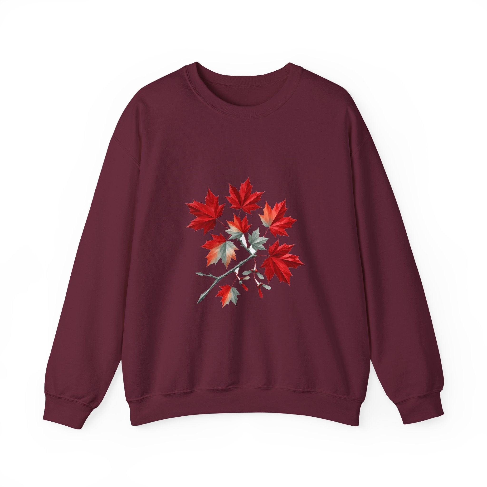 Matching Couple Sweatshirt - Cherry Blossom & Maple Leaf Matching Couple Crewneck Sweatshirt Geometric Art His Hers Couple Gift - Design B
