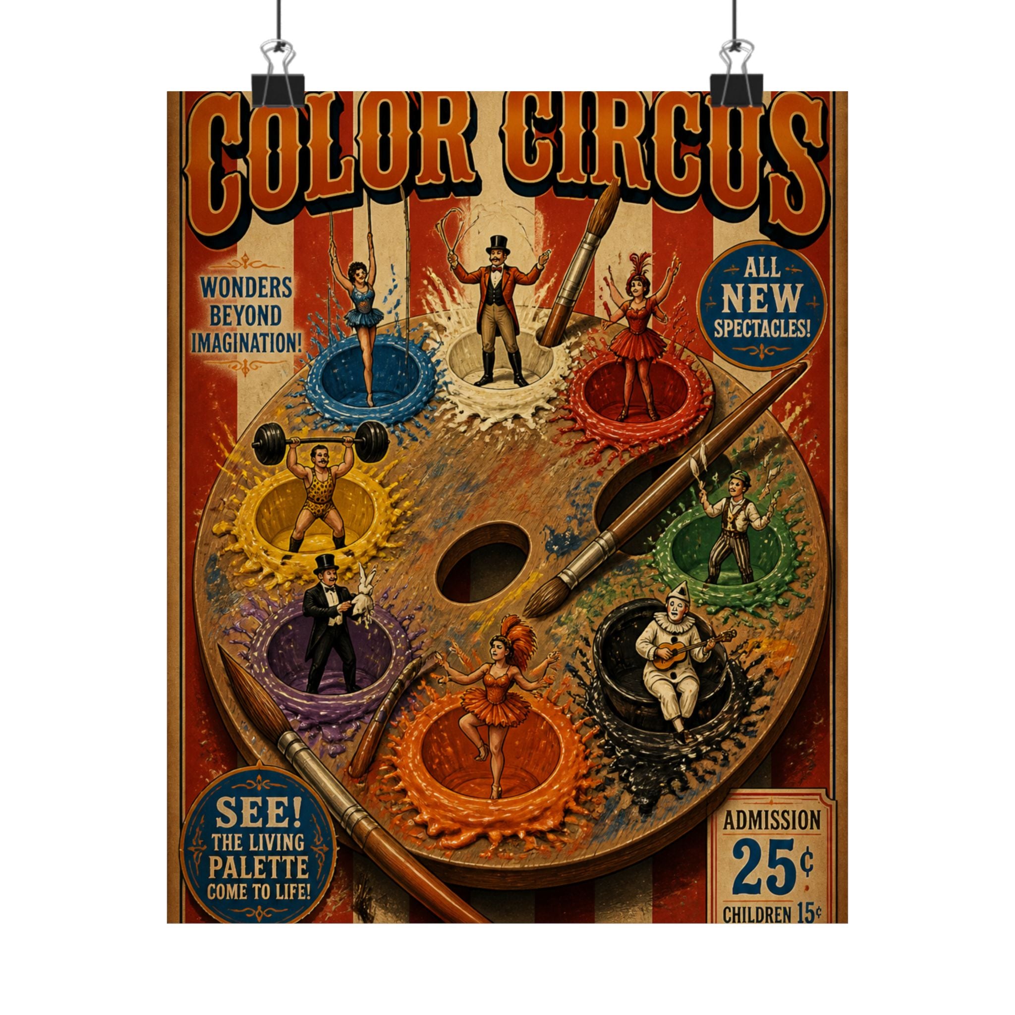Paint Palette Stage Wall Art Poster 24×36 Vintage Circus Bedroom Decor Maximalist Print
