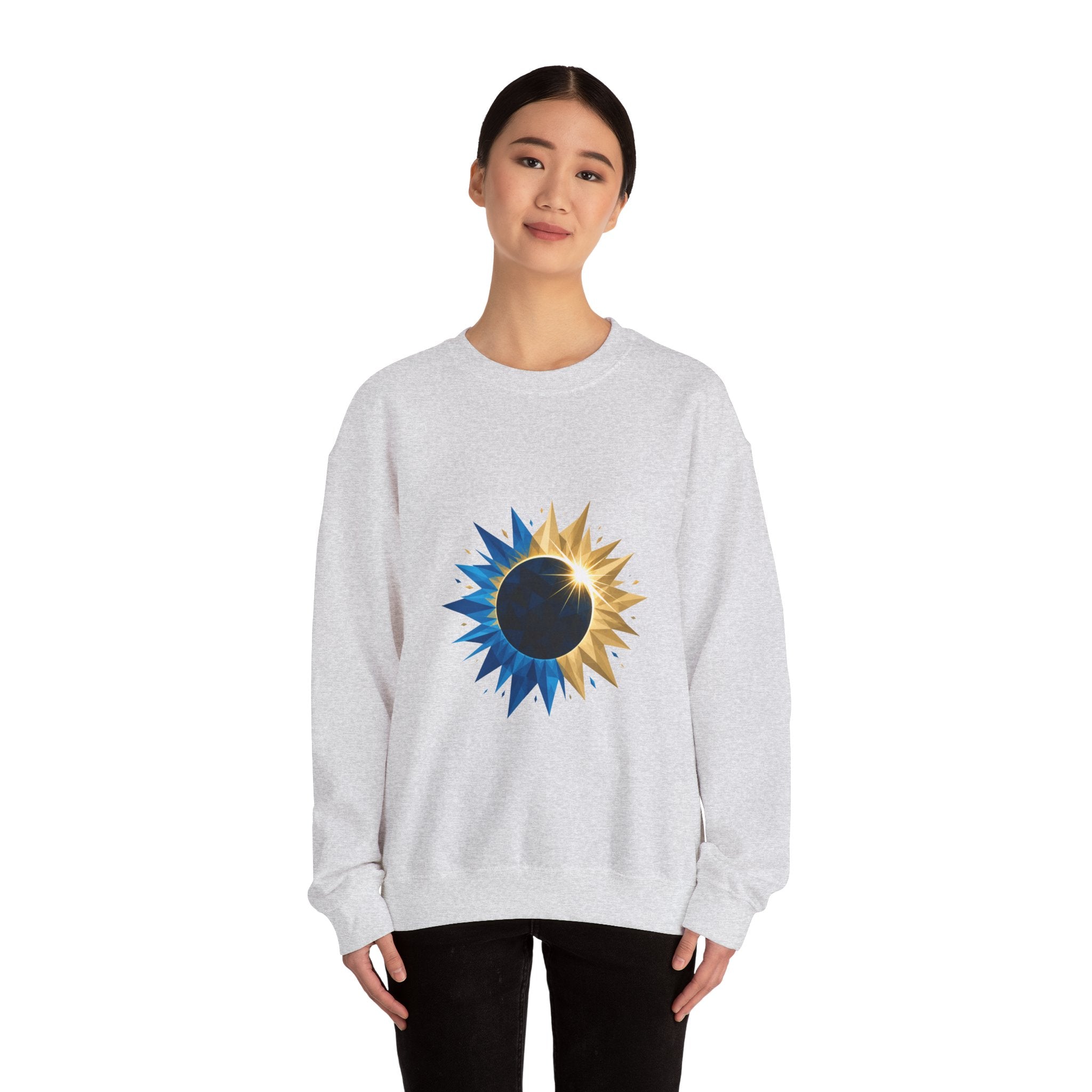 Matching Couple Sweatshirt - Solar & Lunar Eclipse Matching Couple Crewneck Sweatshirt Geometric Art His Hers Couple Gift - Design A