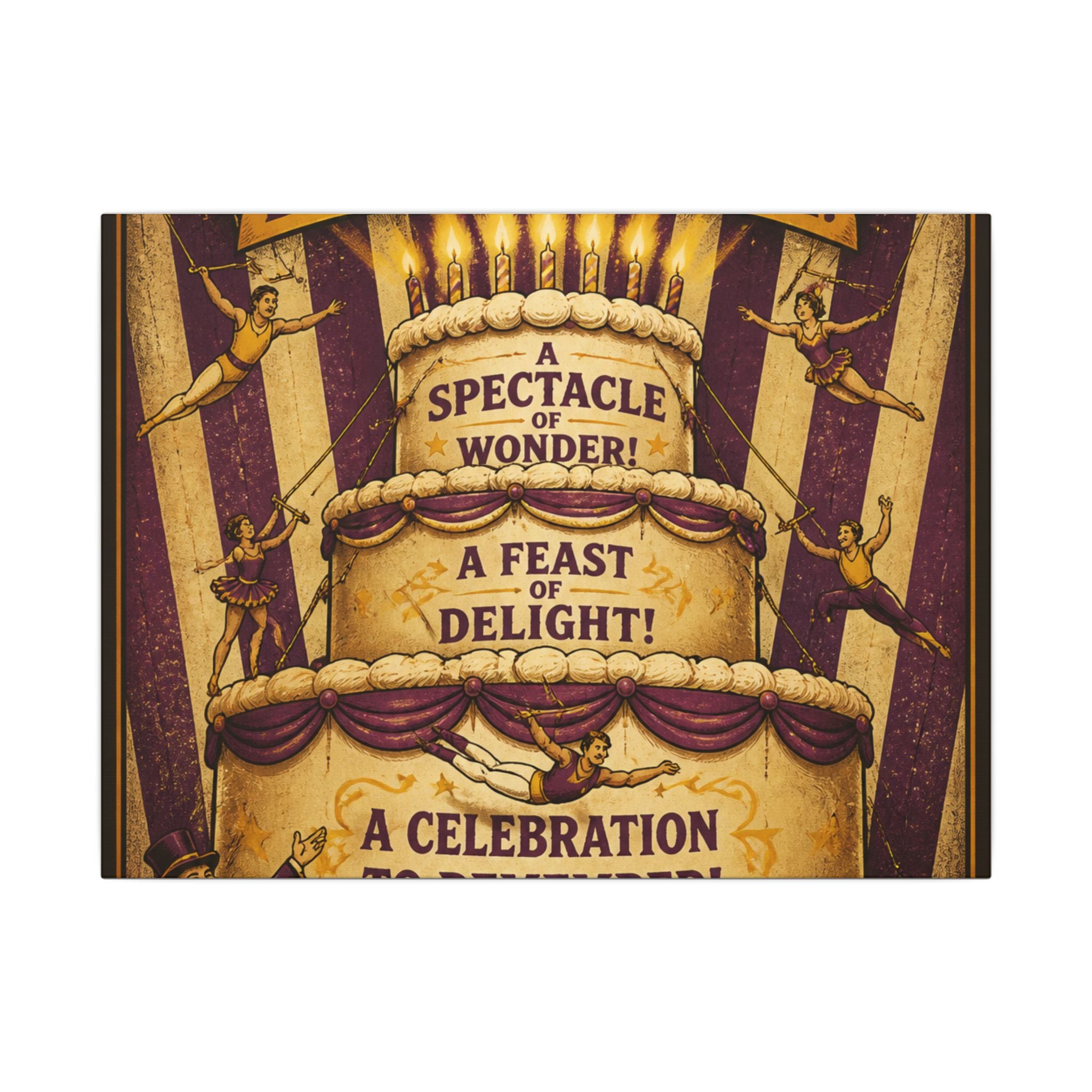 Birthday Cake Trapeze Wall Art Canvas 16×20 Vintage Circus Kitchen Decor Maximalist Print