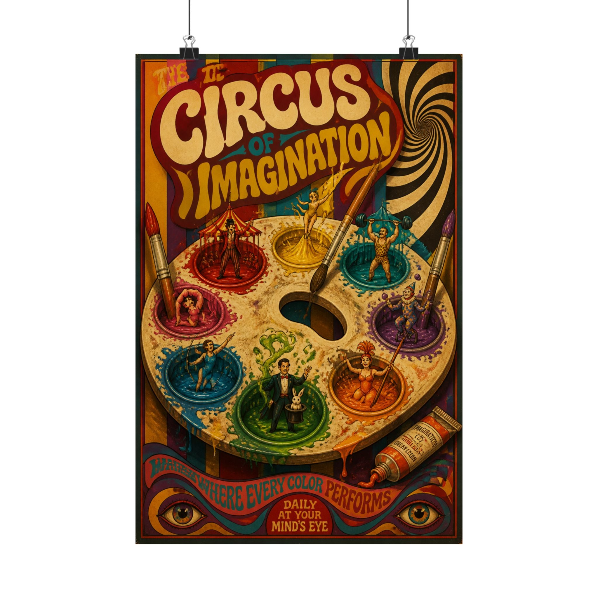 Paint Palette Stage Wall Art Poster 24×36 Psychedelic Dining Room Decor Maximalist Print
