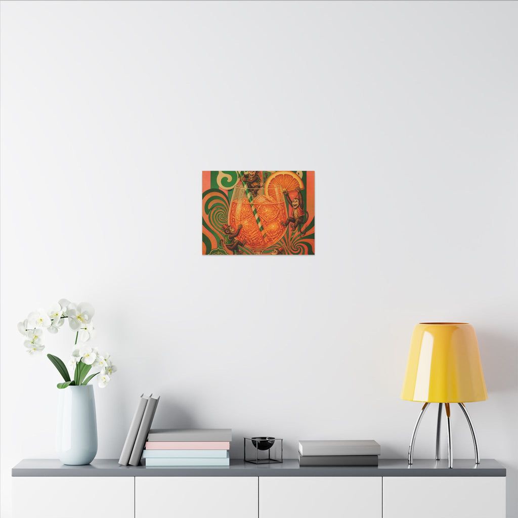 Aperol Spritz Monkeys Wall Art Canvas 16×20 Psychedelic Cafe Decor Maximalist Print
