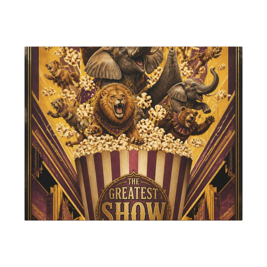 Popcorn Box Animals Wall Art Canvas 24×36 Art Deco Bar Area Decor Maximalist Print