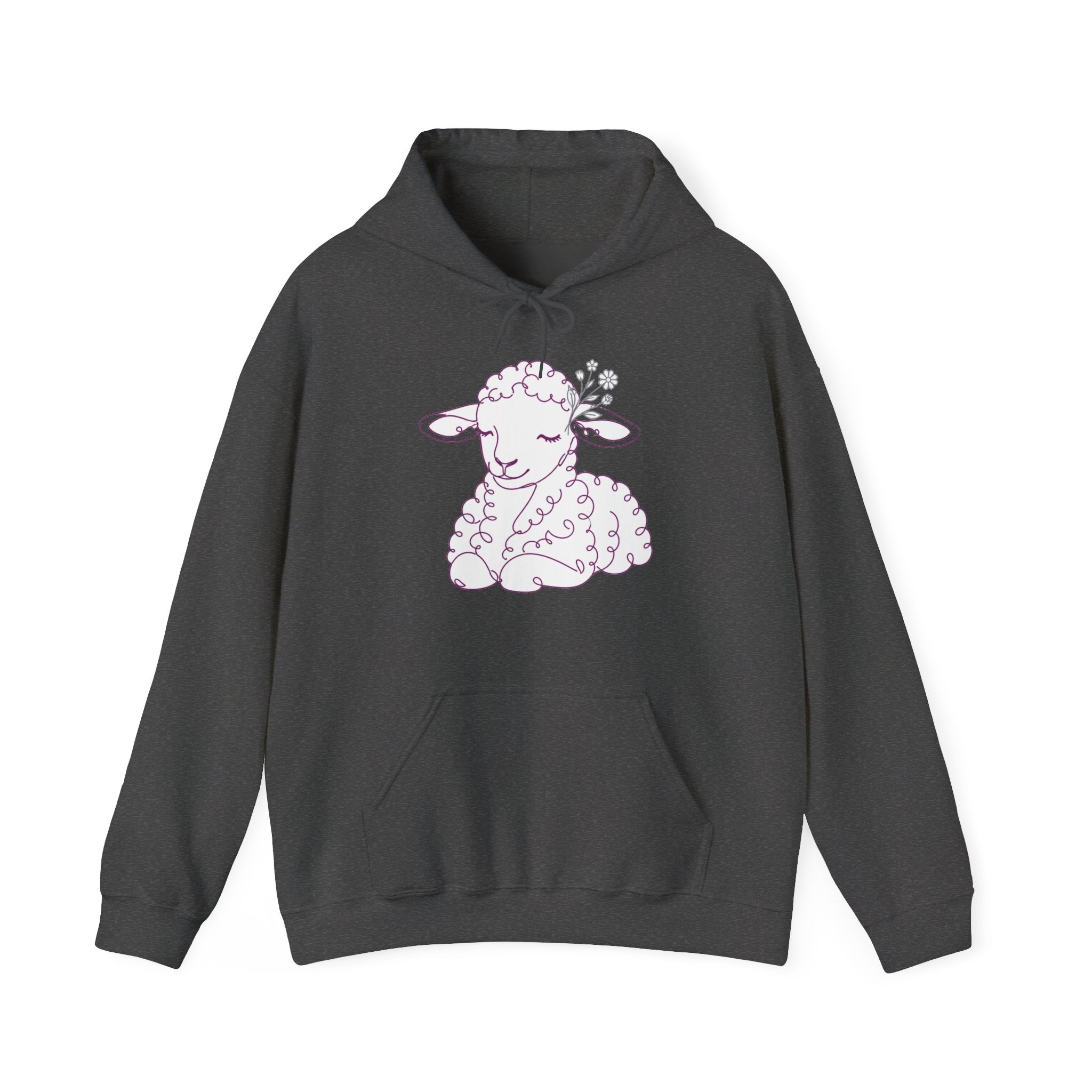 Matching Couple Sweatshirt - Lion & Lamb Matching Couple Hooded Sweatshirt Minimalist Art His Hers Valentine Gift - Design B