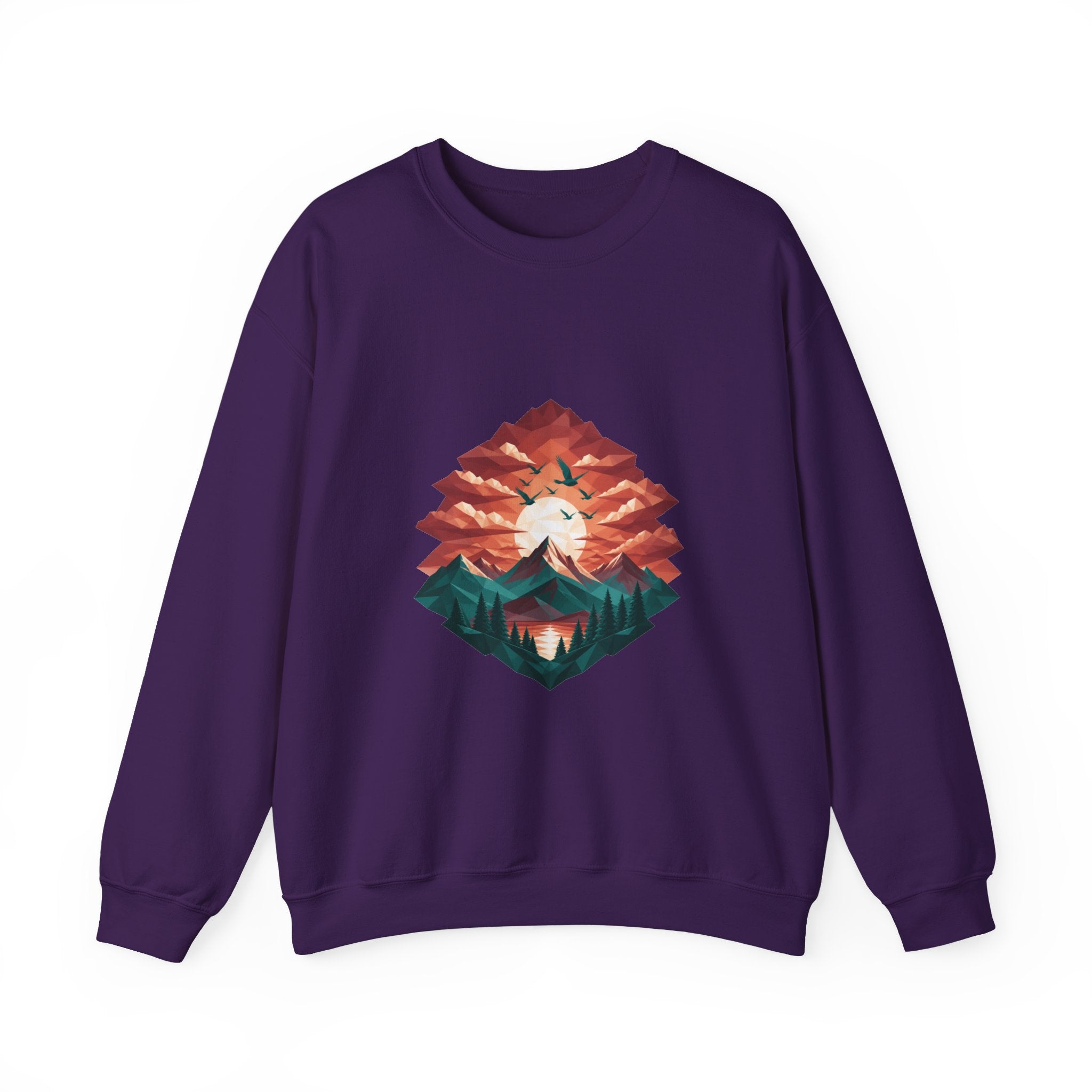 Matching Couple Sweatshirt - Sunrise & Sunset Matching Couple Premium Fleece Sweatshirt Geometric Art His Hers Love Gift - Design B