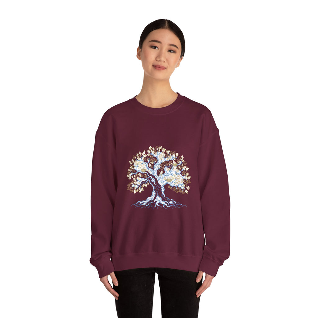 Matching Couple Sweatshirt - Ancient Oak & Deep Roots Matching Couple Crewneck Sweatshirt Minimalist Art His Hers Valentine Gift - Design A