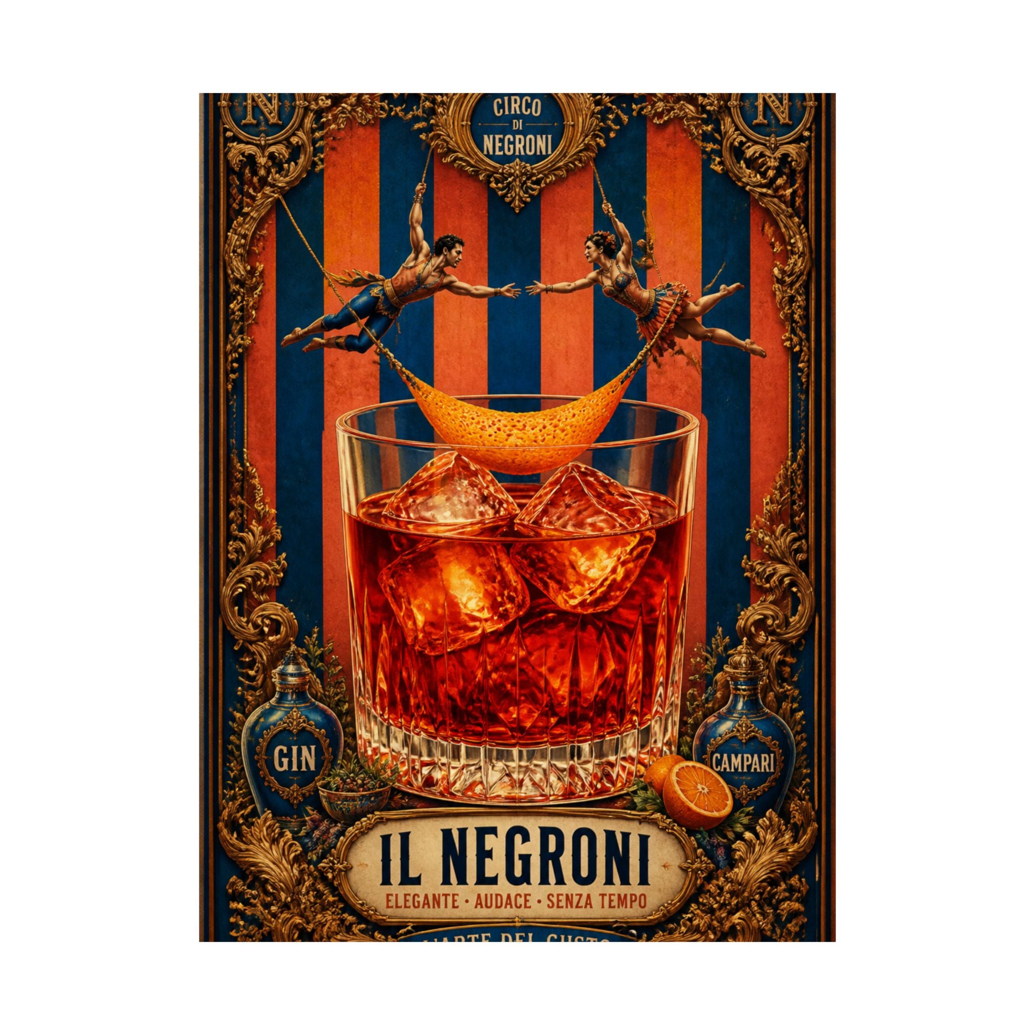 Negroni Trapeze Act Wall Art Poster 24×36 Baroque Studio Decor Maximalist Print