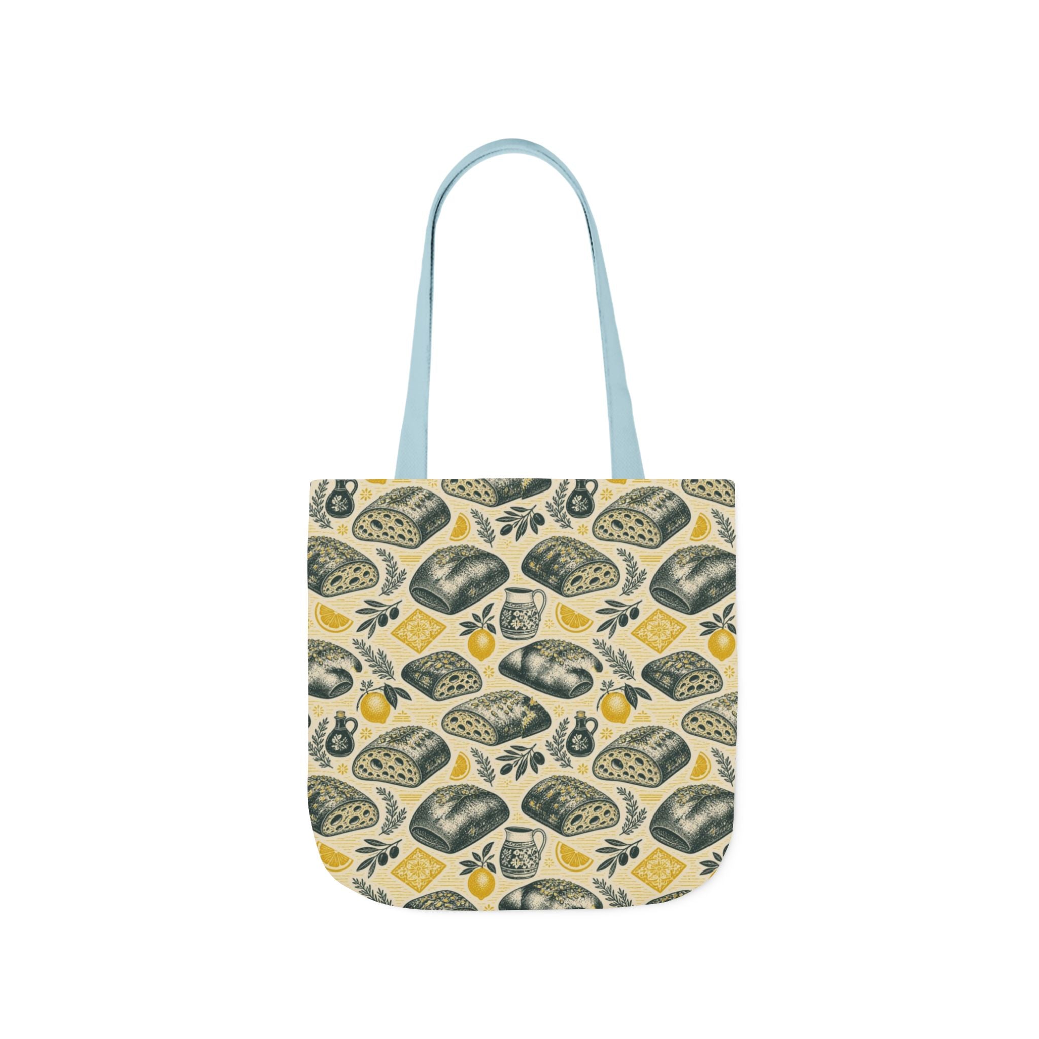 Ciabatta Rolls Canvas Tote Bag Mediterranean Kitchen Linocut Design Italian Cottagecore Gift
