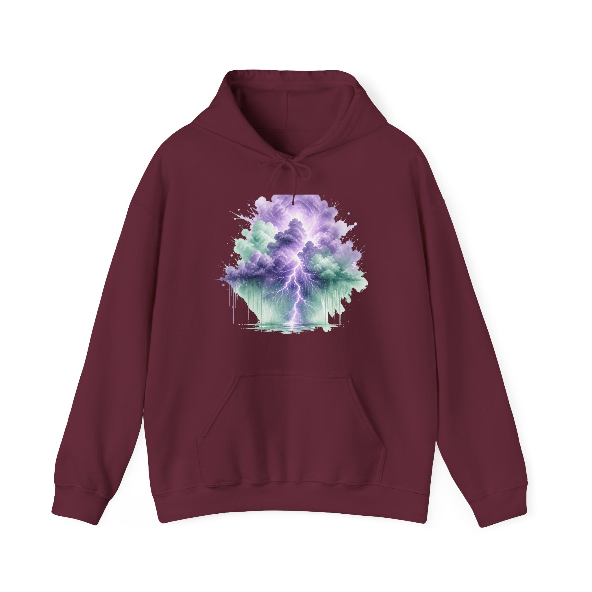 Matching Couple Sweatshirt - Storm & Rainbow Matching Couple Hooded Sweatshirt Watercolor Art His Hers Engagement Gift - Design A