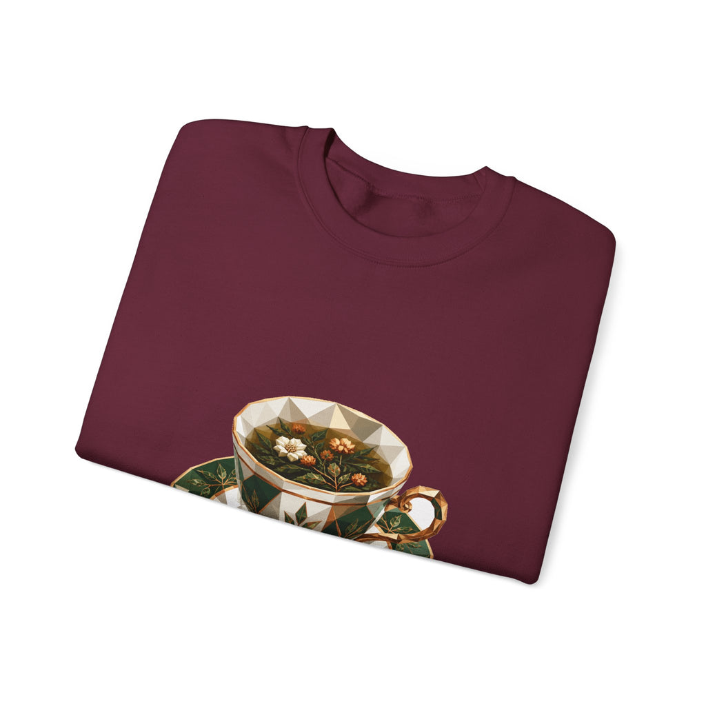Matching Couple Sweatshirt - Coffee & Tea Matching Couple Crewneck Sweatshirt Geometric Art His Hers Couple Gift - Design B
