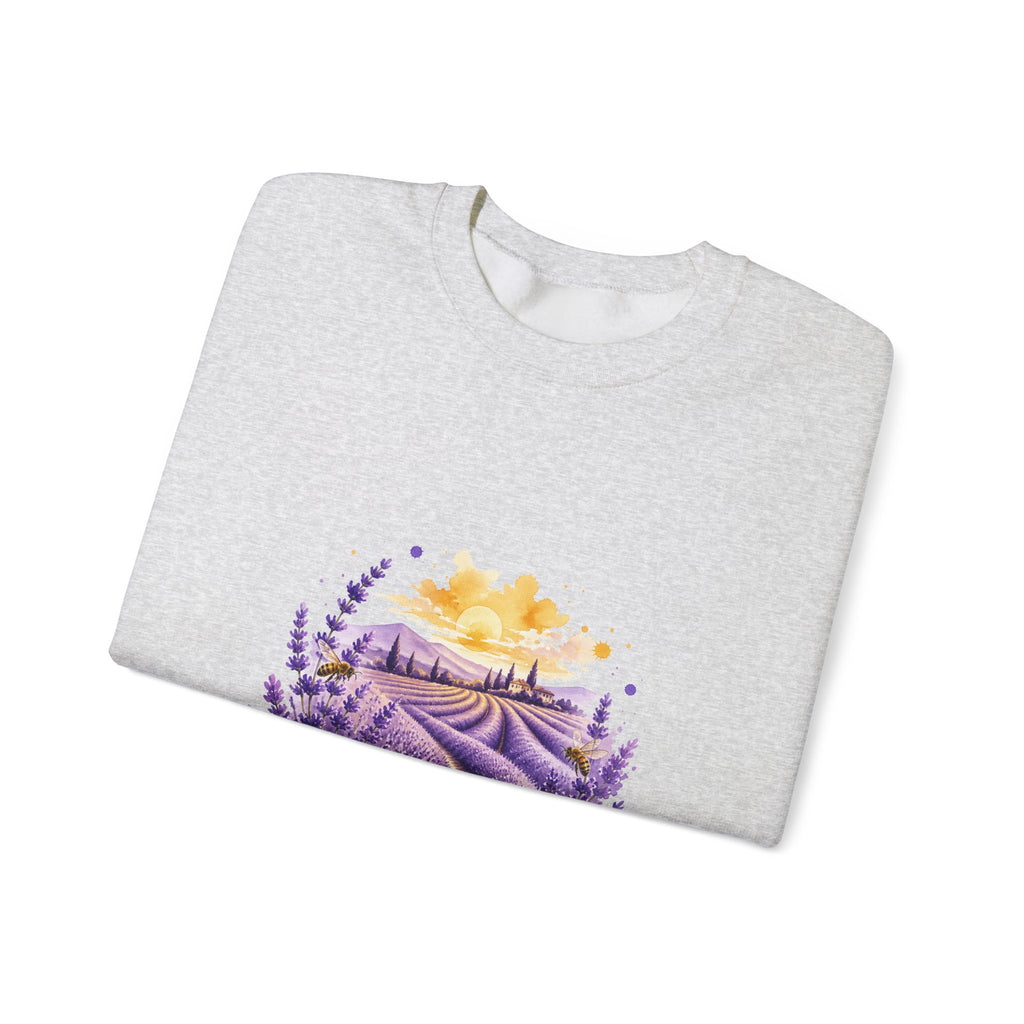Matching Couple Sweatshirt - Lavender Fields & Canyon Matching Couple Premium Fleece Sweatshirt Watercolor Art His Hers Birthday Gift - Design A