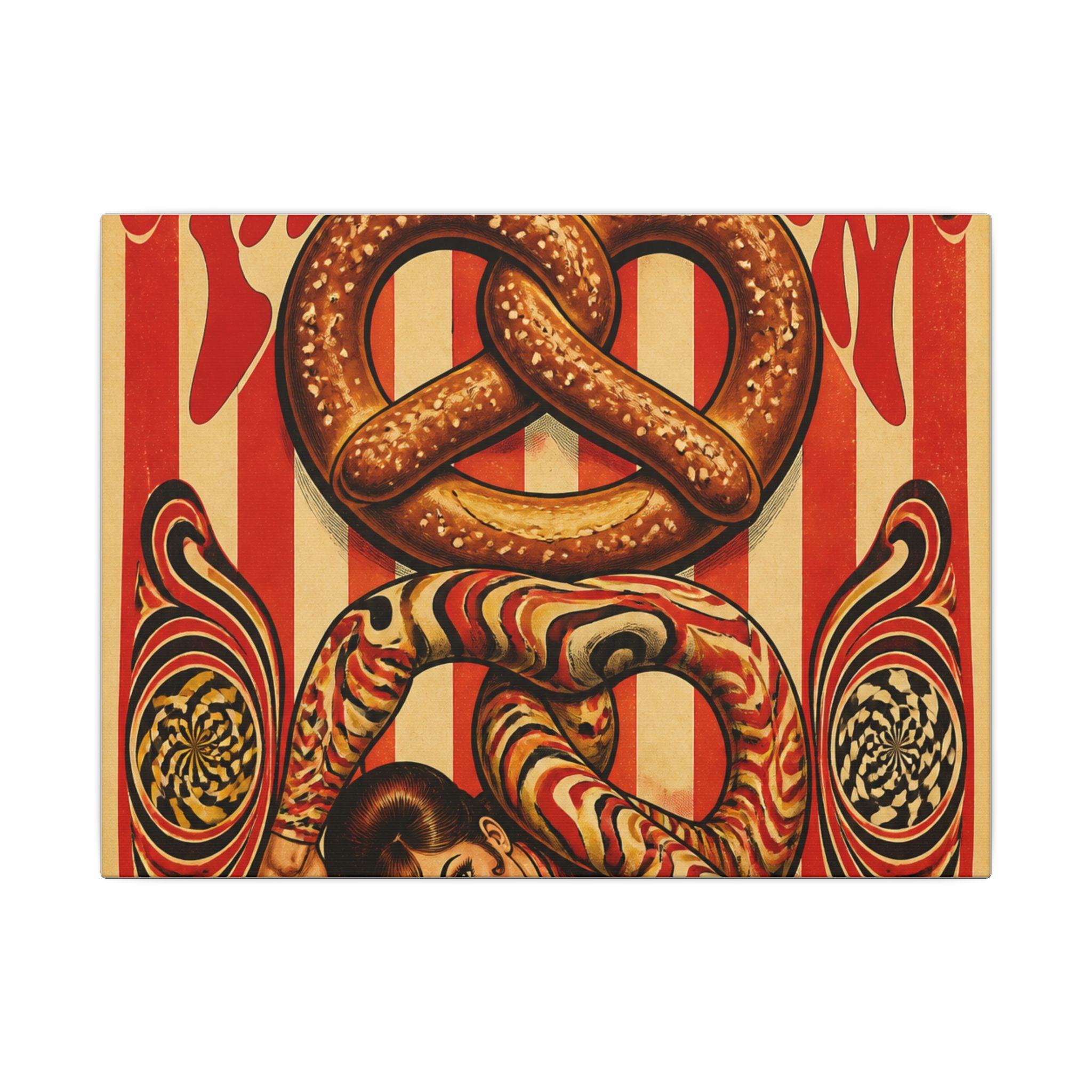 Pretzel Contortionist Wall Art Canvas 16×20 Psychedelic Cafe Decor Maximalist Print