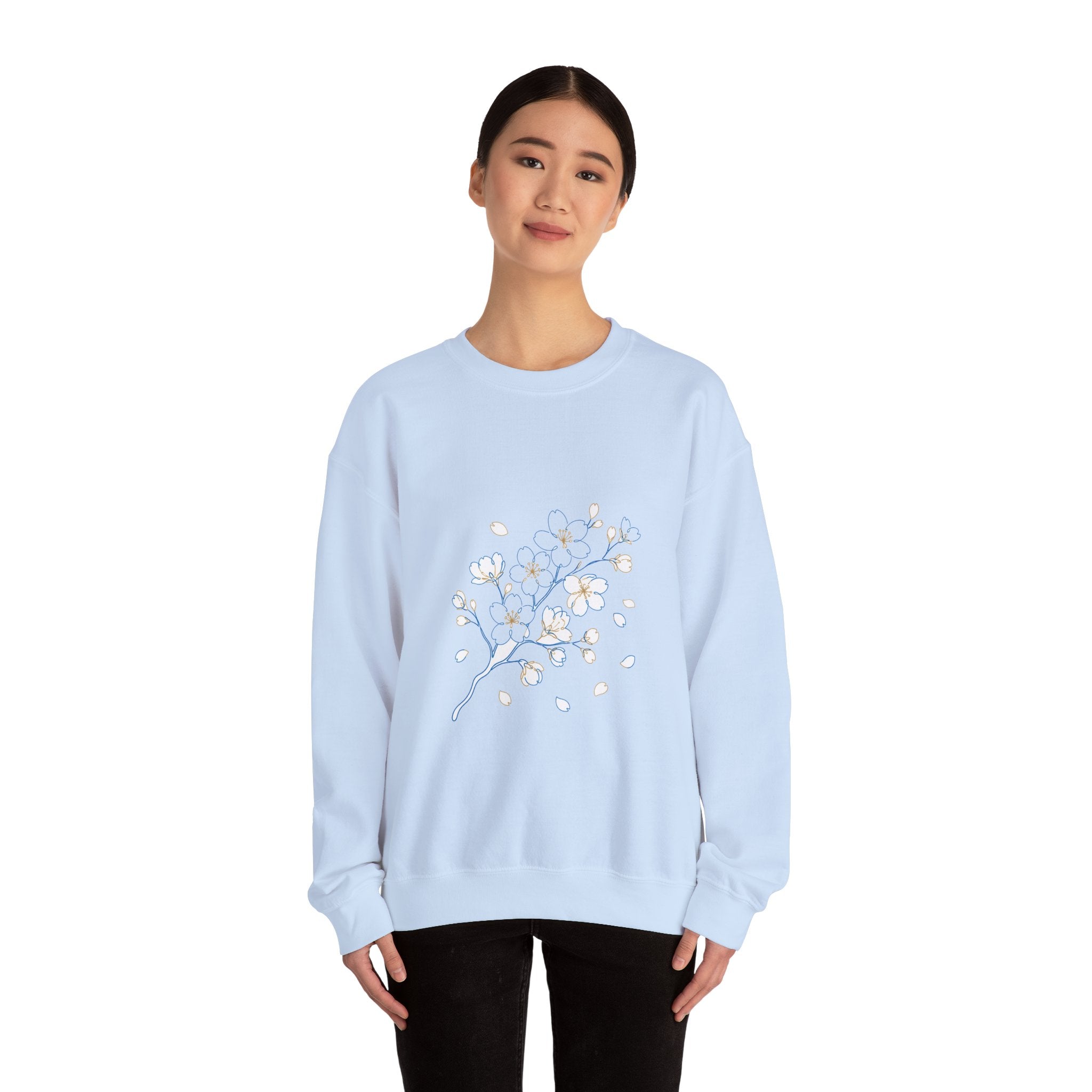 Matching Couple Sweatshirt - Cherry Blossom & Maple Leaf Matching Couple Premium Fleece Sweatshirt Minimalist Art His Hers Christmas Gift - Design A