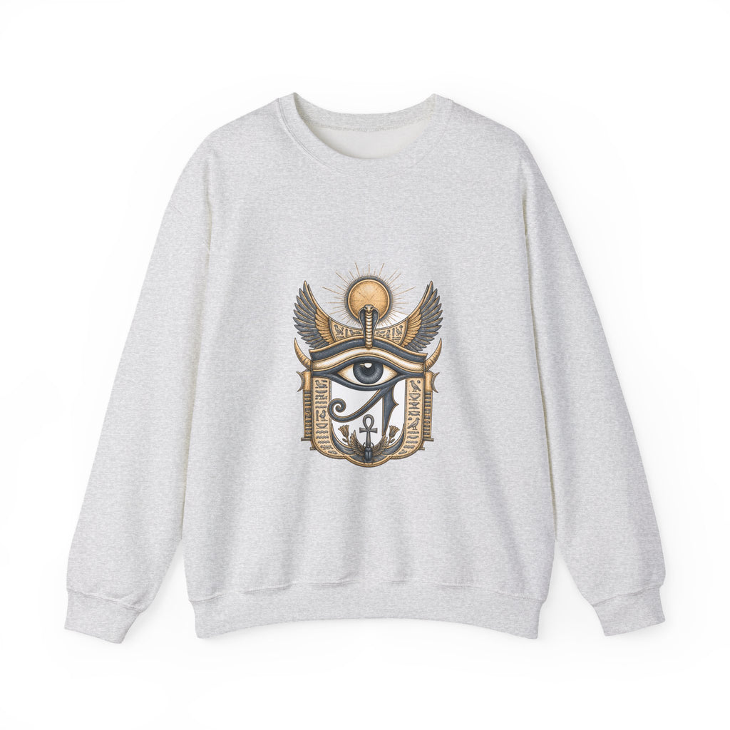 Matching Couple Sweatshirt - Eye of Ra & Horus Matching Couple Crewneck Sweatshirt Hand-Drawn Art His Hers Best Friend Gift - Design A