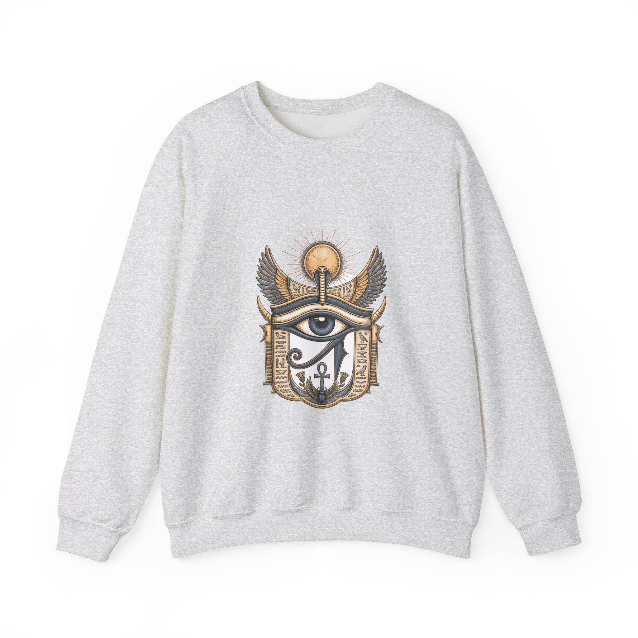 Matching Couple Sweatshirt - Eye of Ra & Horus Matching Couple Crewneck Sweatshirt Hand-Drawn Art His Hers Best Friend Gift - Design A
