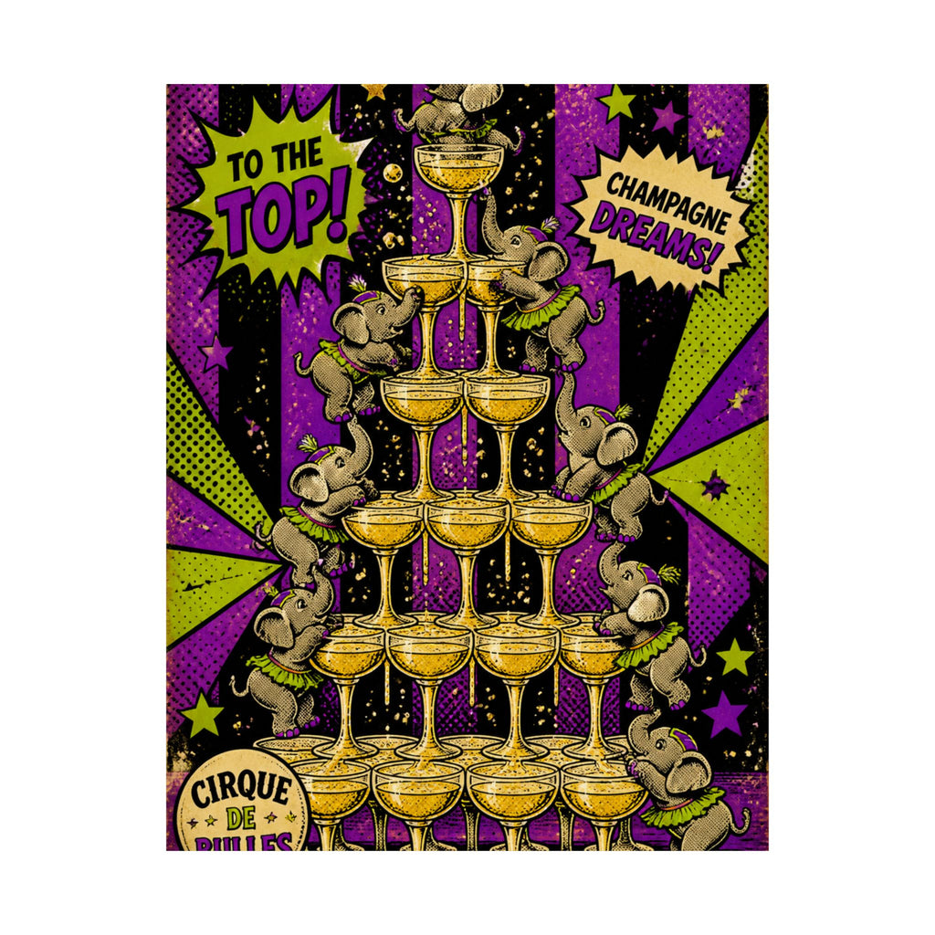 Champagne Tower Elephants Wall Art Poster 18×24 Pop Art Living Room Decor Maximalist Print