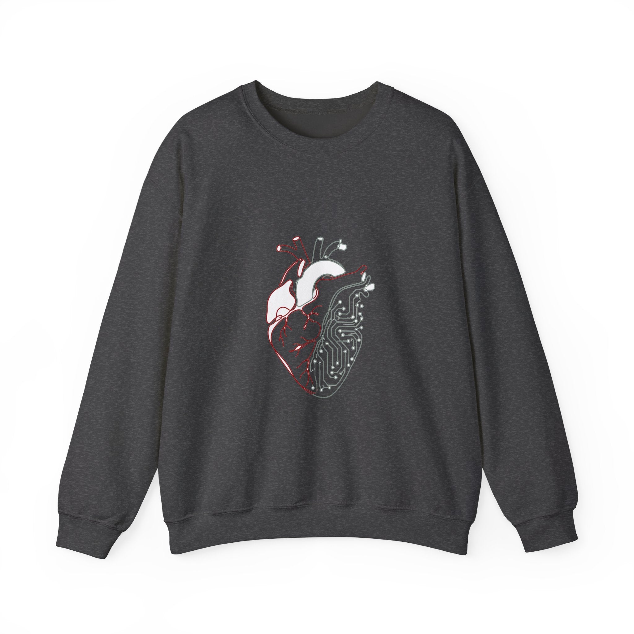 Matching Couple Sweatshirt - Robot & Heart Matching Couple Premium Fleece Sweatshirt Minimalist Art His Hers Christmas Gift - Design B