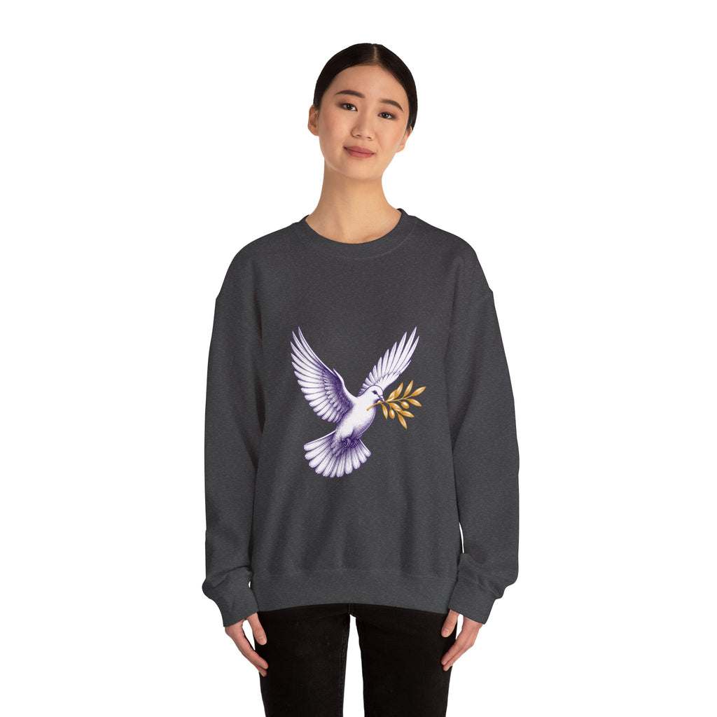 Matching Couple Sweatshirt - Wolf & Dove Matching Couple Crewneck Sweatshirt Hand-Drawn Art His Hers Best Friend Gift - Design B
