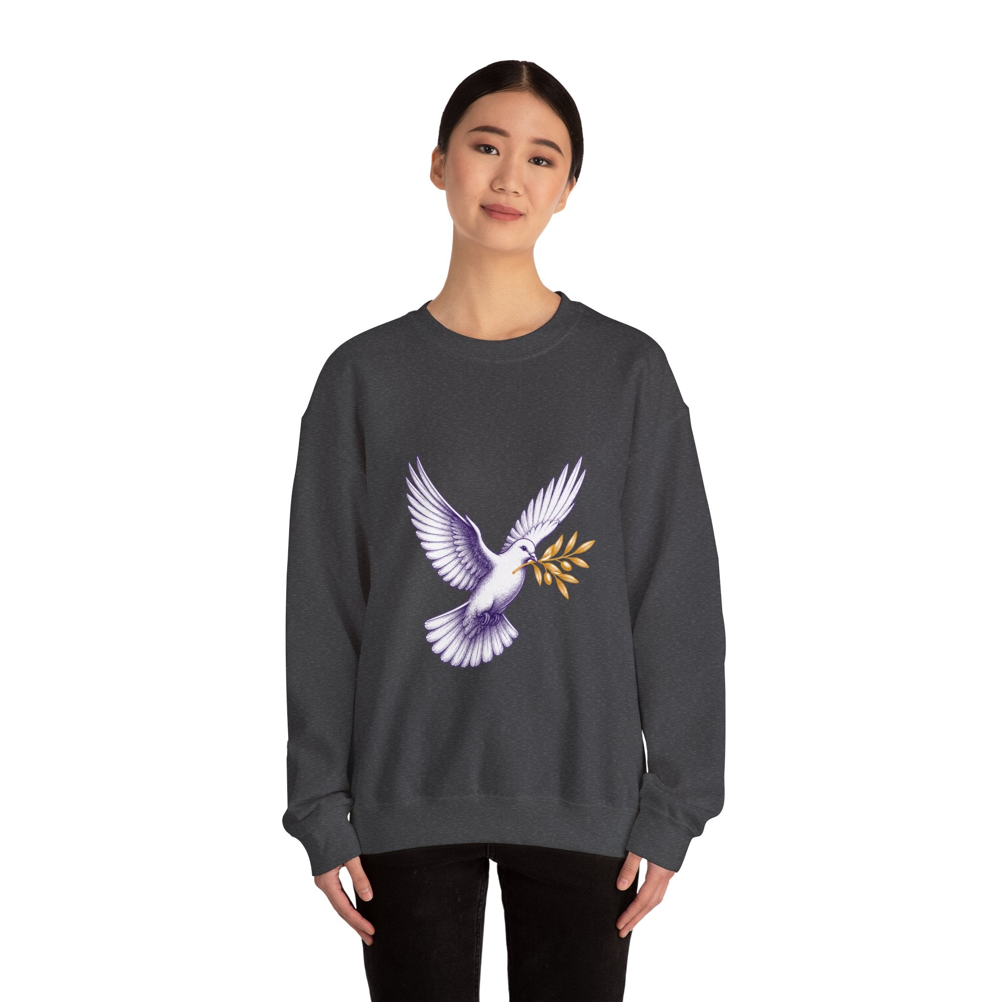 Matching Couple Sweatshirt - Wolf & Dove Matching Couple Crewneck Sweatshirt Hand-Drawn Art His Hers Best Friend Gift - Design B