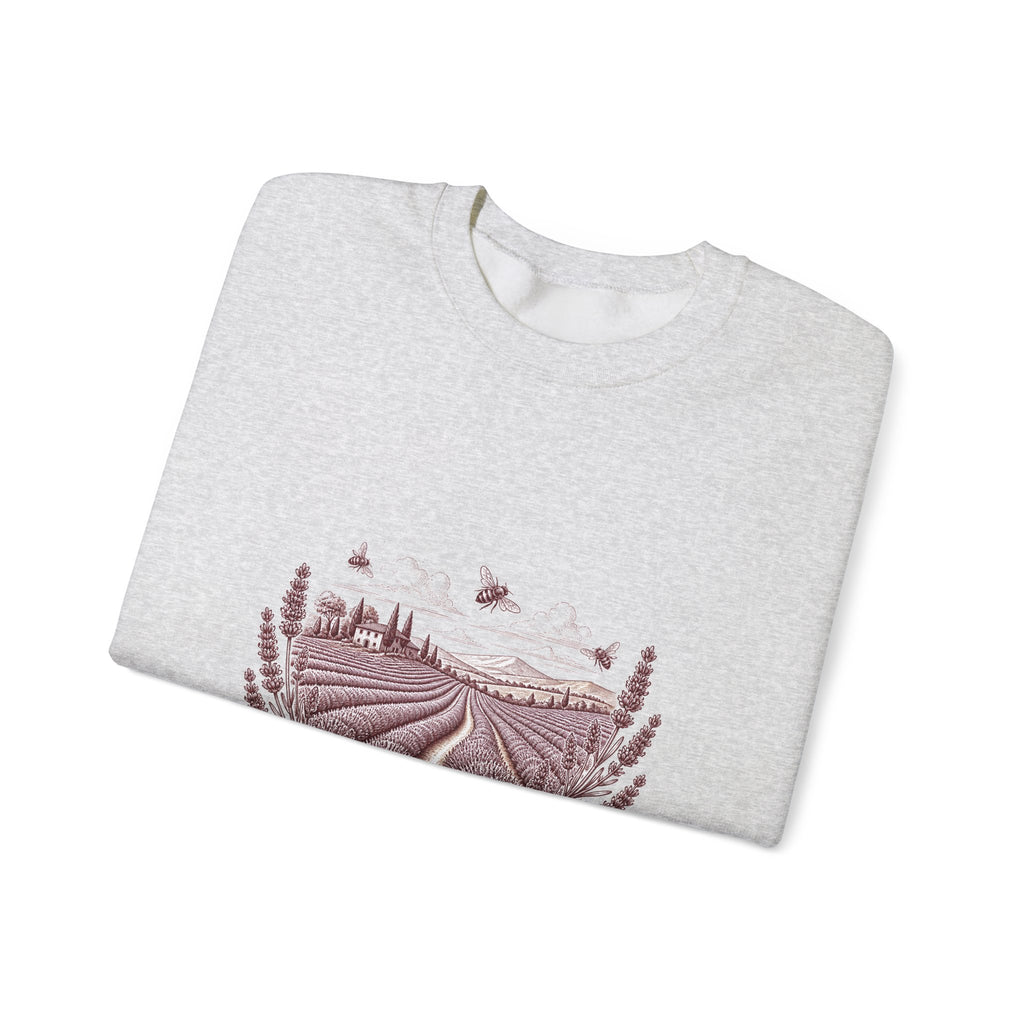 Matching Couple Sweatshirt - Lavender Fields & Canyon Matching Couple Crewneck Sweatshirt Vintage Art His Hers Wedding Gift - Design A
