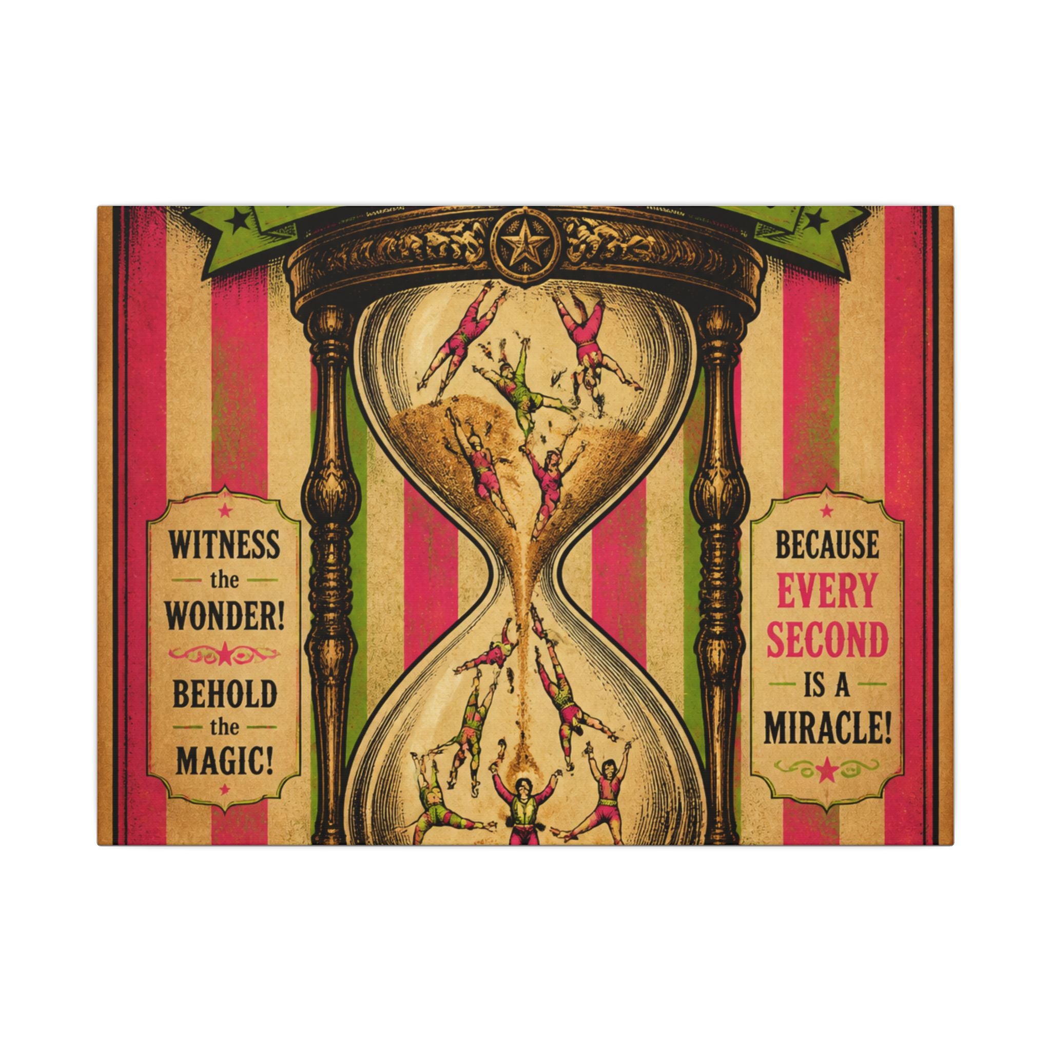 Hourglass Acrobats Wall Art Canvas 24×36 Vintage Circus Bedroom Decor Maximalist Print