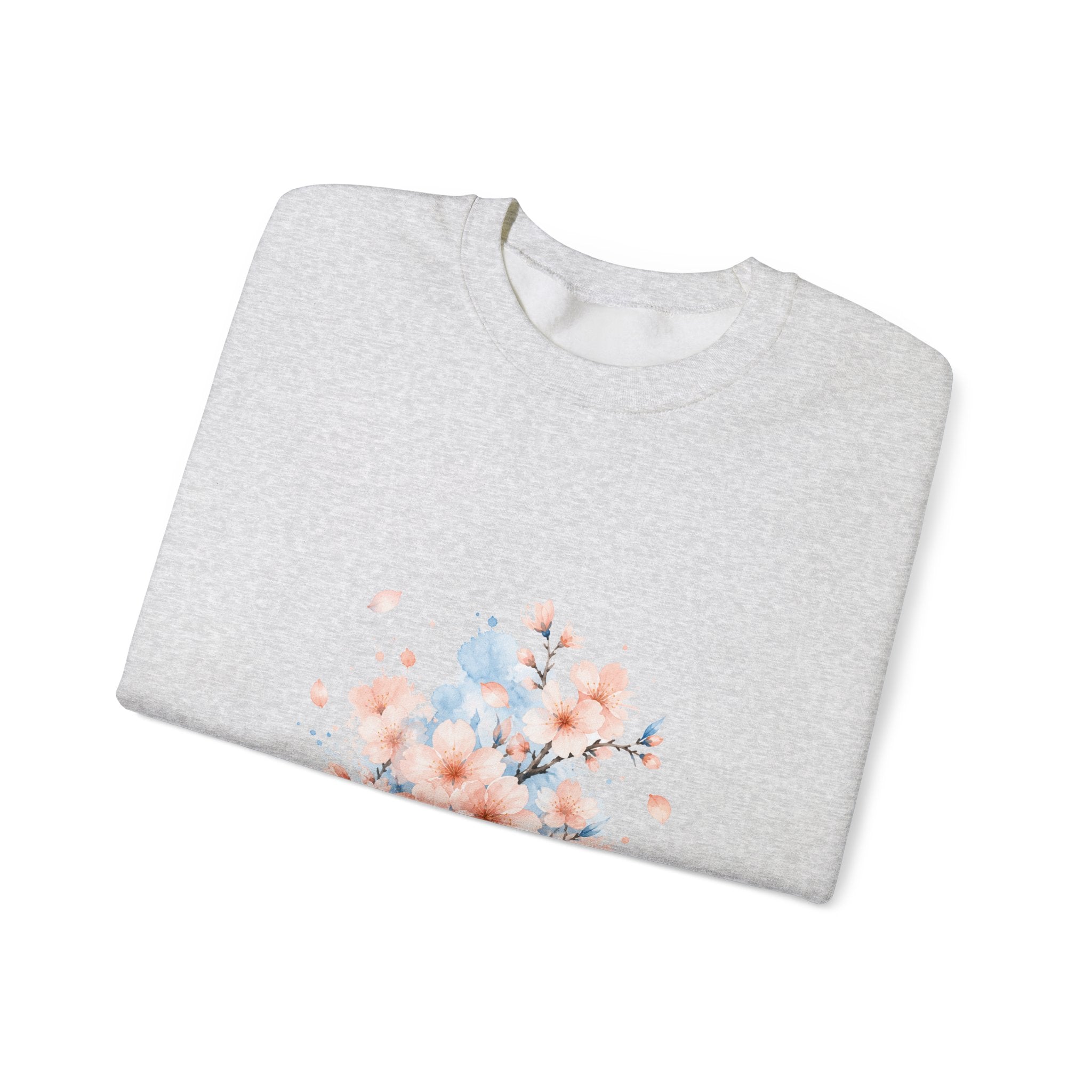 Matching Couple Sweatshirt - Cherry Blossom & Maple Leaf Matching Couple Premium Fleece Sweatshirt Watercolor Art His Hers Birthday Gift - Design A