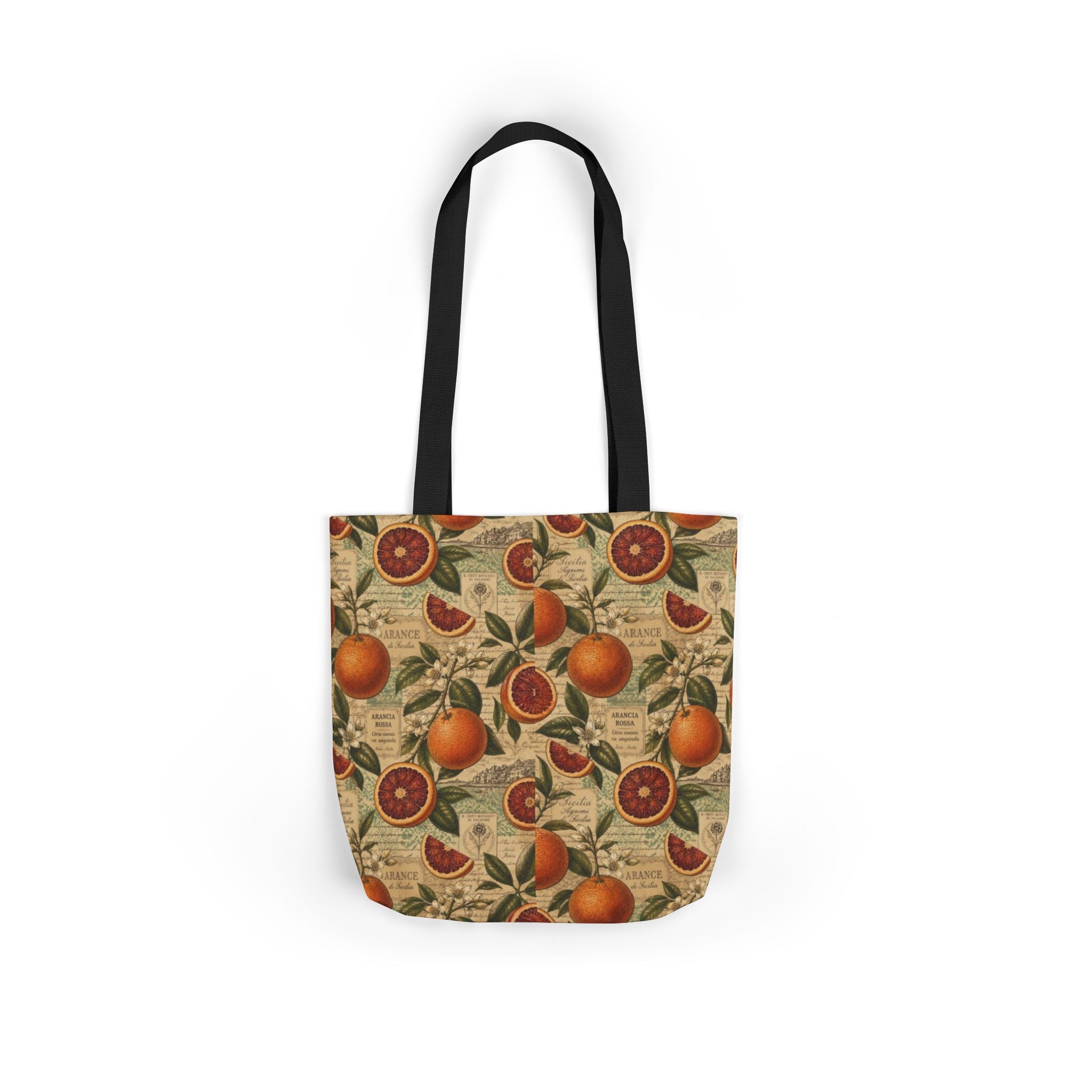 Blood Oranges Canvas Tote Bag Mediterranean Kitchen Botanical Design Italian Cottagecore Gift