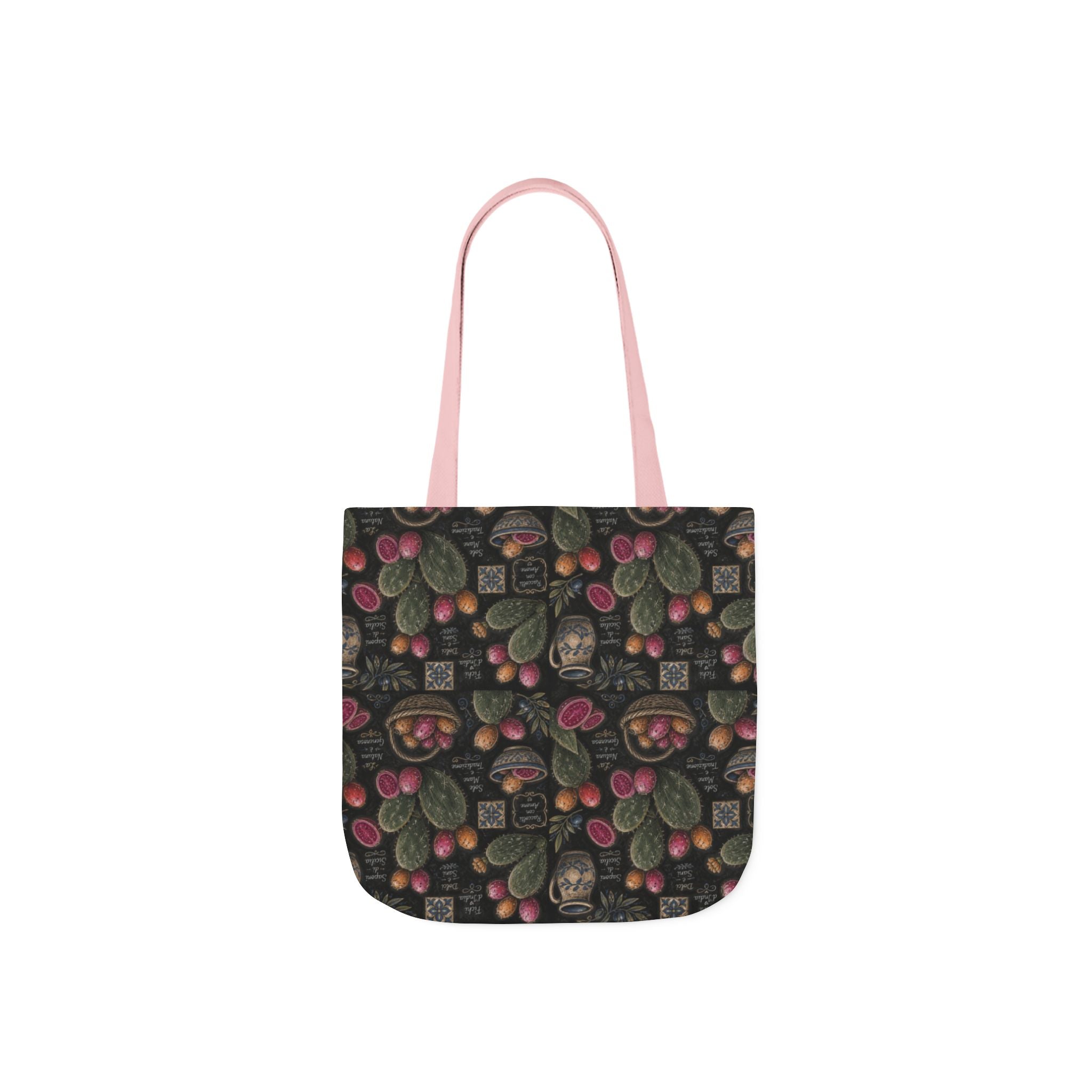 Prickly Pear Cactus Fruit Canvas Tote Bag Mediterranean Kitchen Chalk Art Design Italian Cottagecore Gift