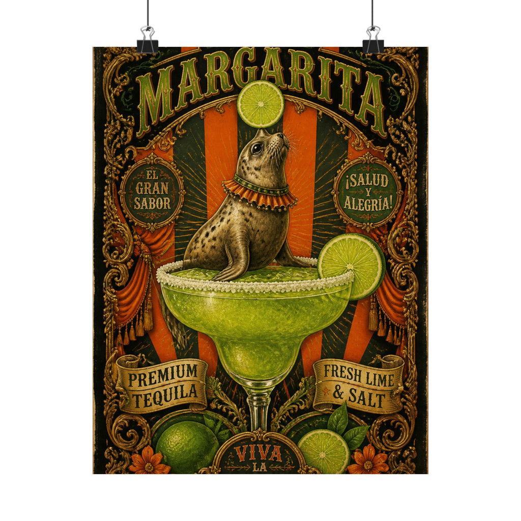Margarita Balancing Seal Wall Art Poster 18×24 Baroque Home Office Decor Maximalist Print