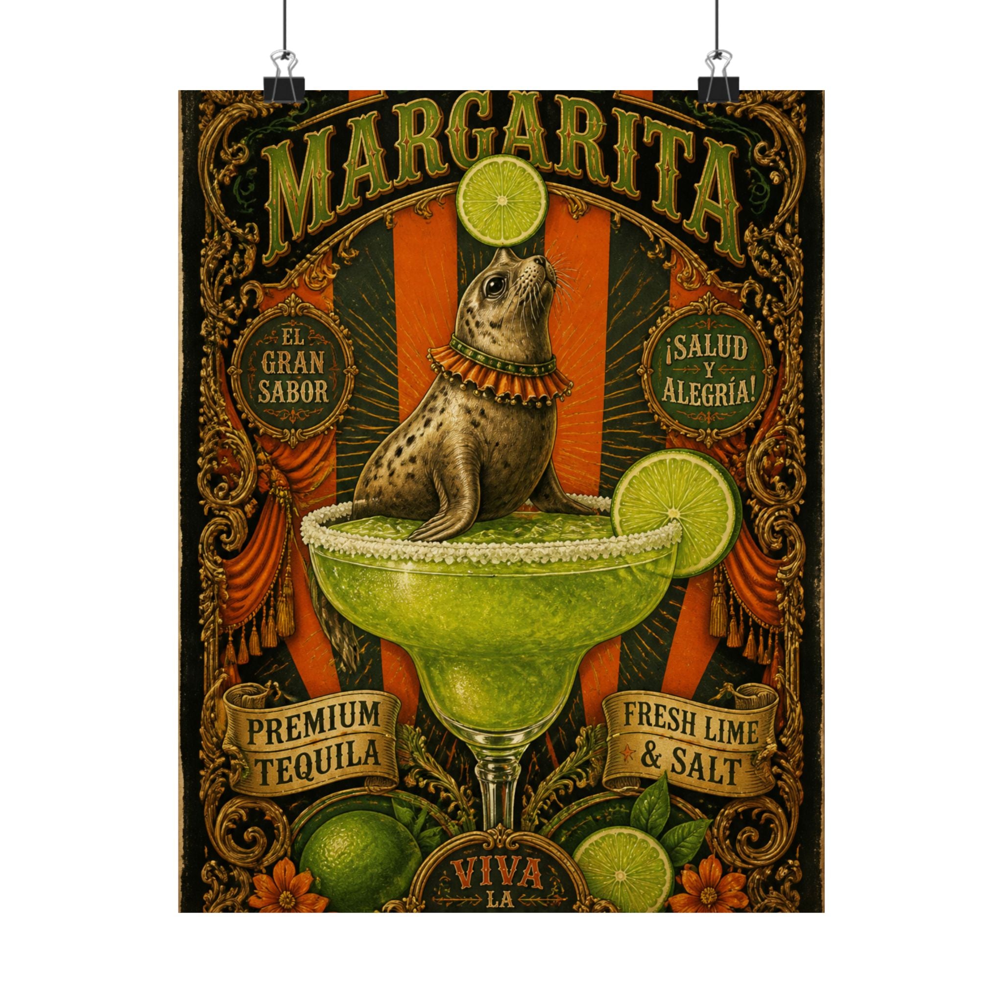 Margarita Balancing Seal Wall Art Poster 18×24 Baroque Home Office Decor Maximalist Print
