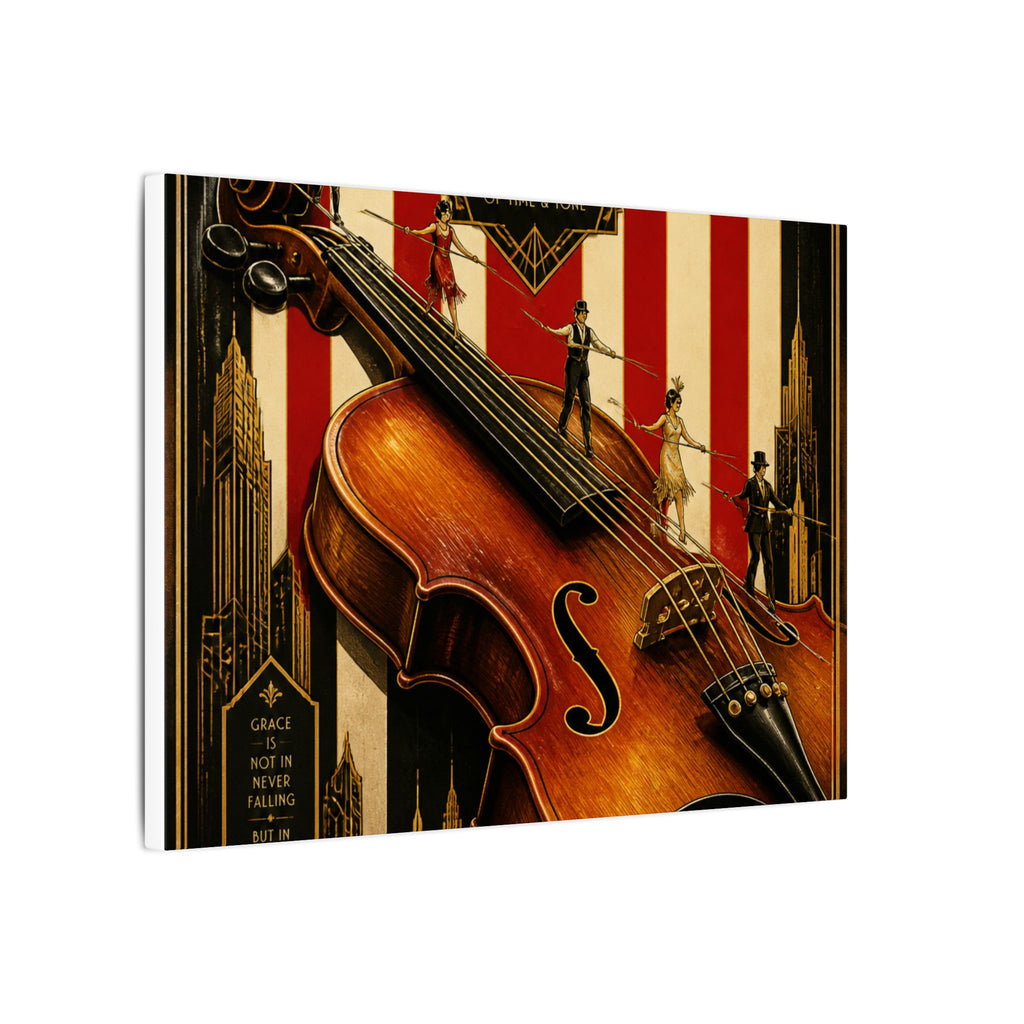 Violin Tightrope Bridge Wall Art Canvas 16×20 Art Deco Entryway Decor Maximalist Print