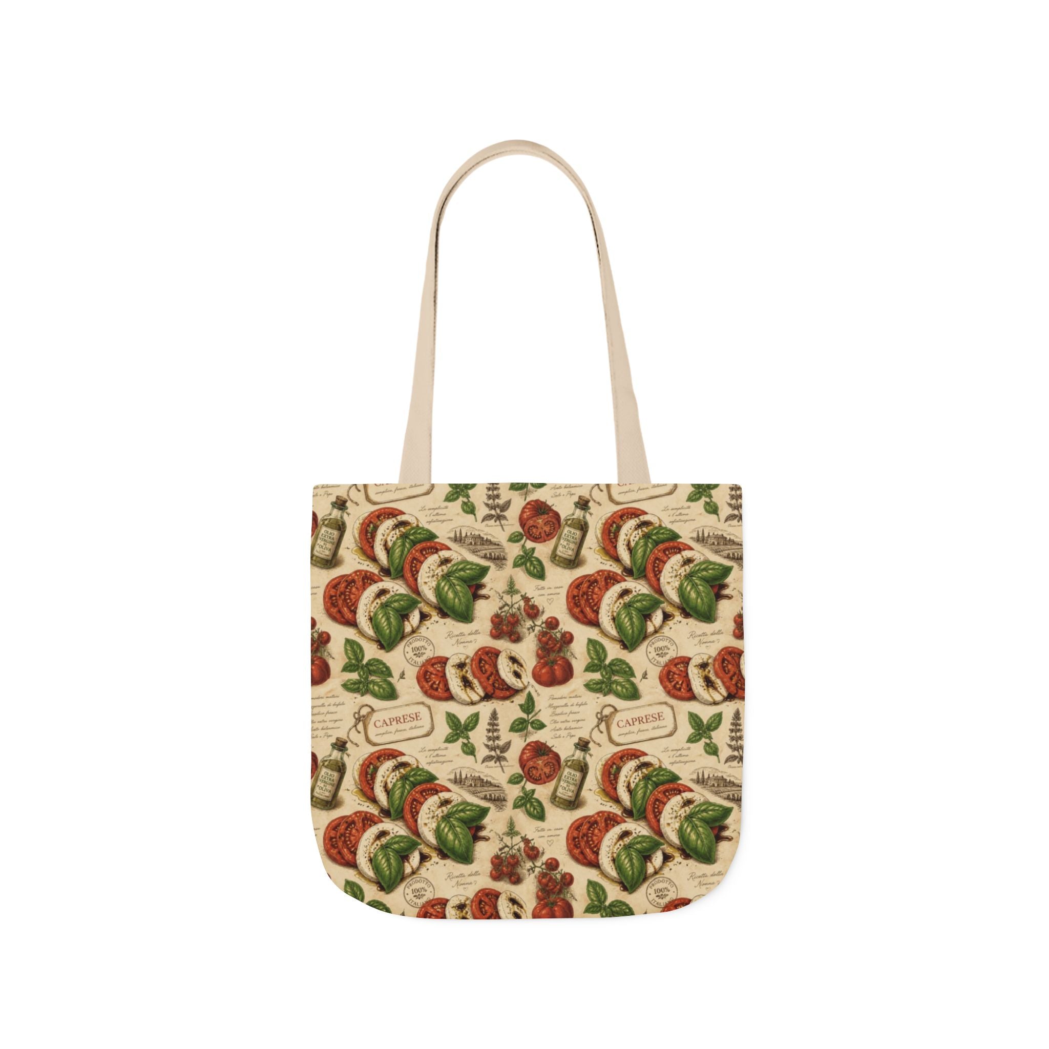 Caprese Arrangement Canvas Tote Bag Mediterranean Kitchen Botanical Design Italian Cottagecore Gift