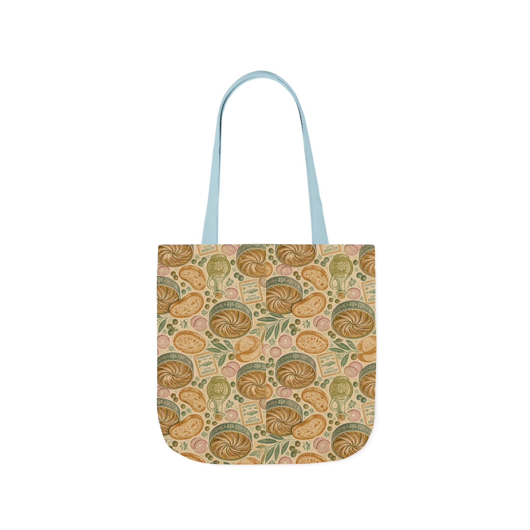 Anchovies & Capers Canvas Tote Bag Mediterranean Kitchen Linocut Design Italian Cottagecore Gift