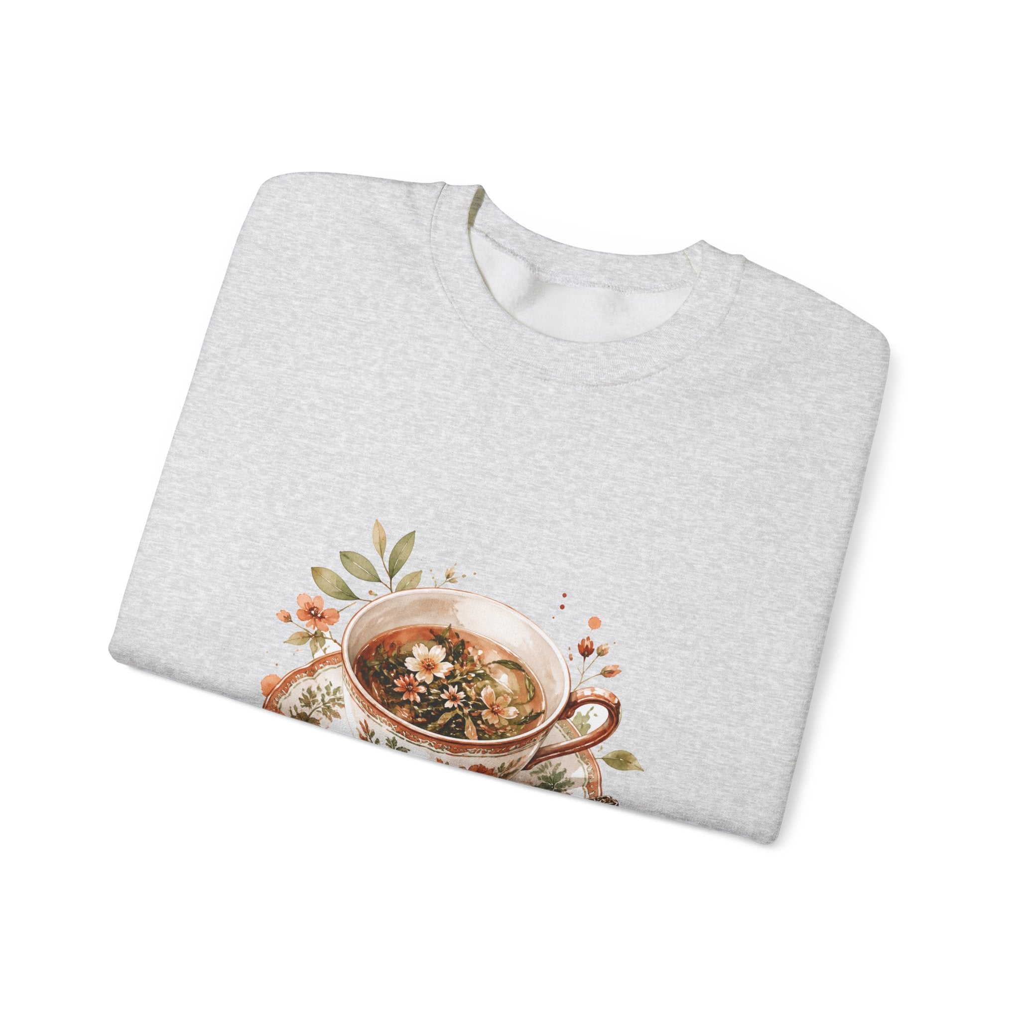 Matching Couple Sweatshirt - Coffee & Tea Matching Couple Crewneck Sweatshirt Watercolor Art His Hers Engagement Gift - Design B