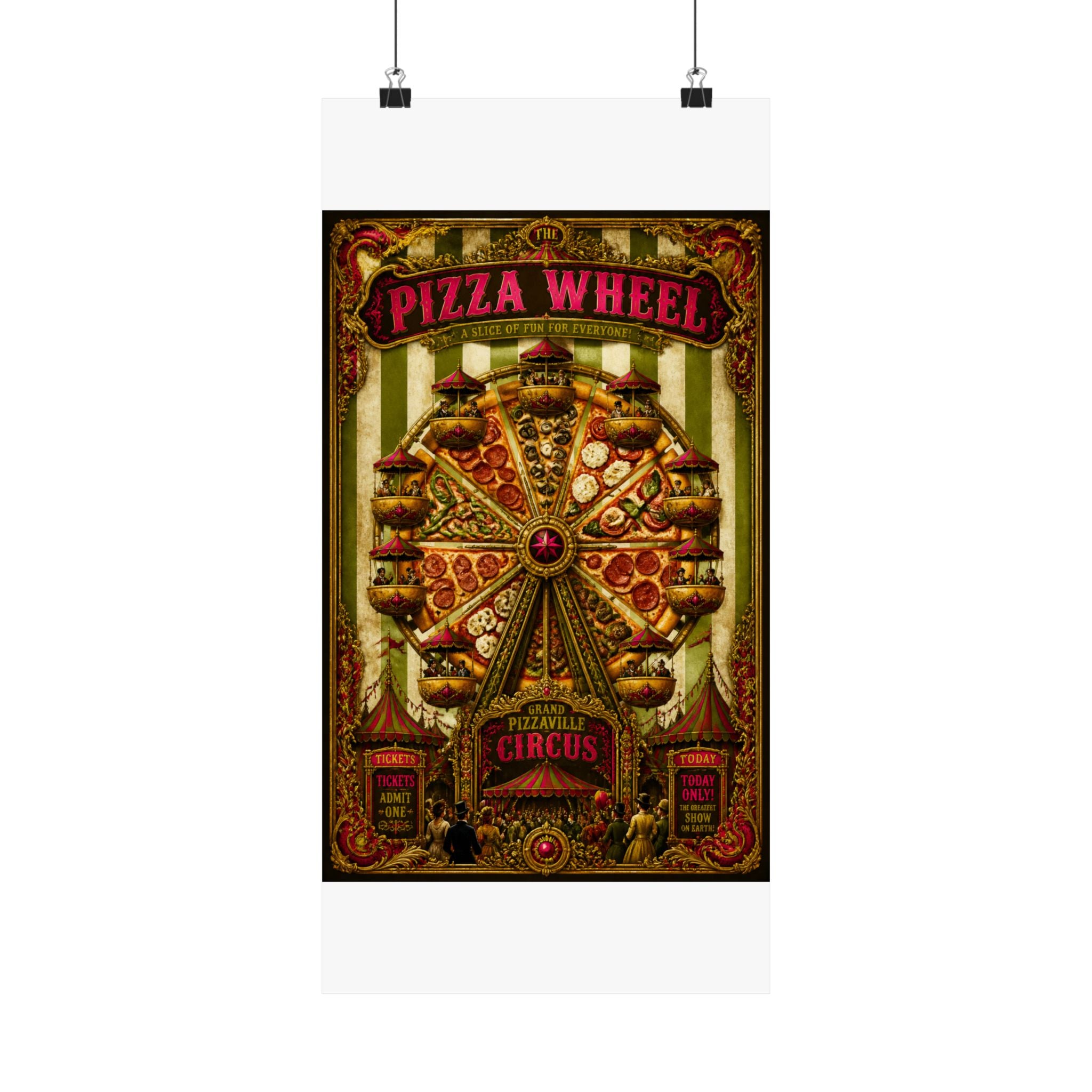 Pizza Ferris Wheel Wall Art Poster 24×36 Baroque Studio Decor Maximalist Print