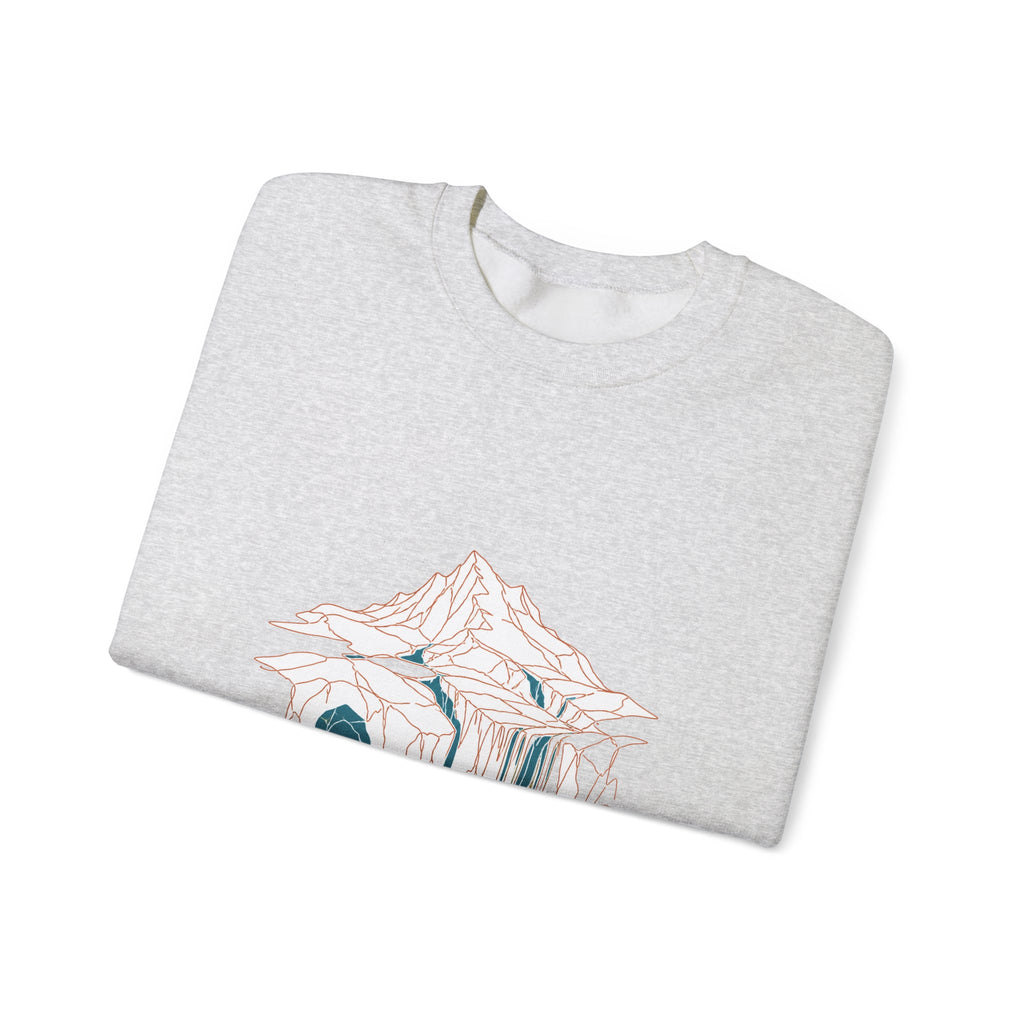 Matching Couple Sweatshirt - Volcano & Glacier Matching Couple Crewneck Sweatshirt Minimalist Art His Hers Valentine Gift - Design B