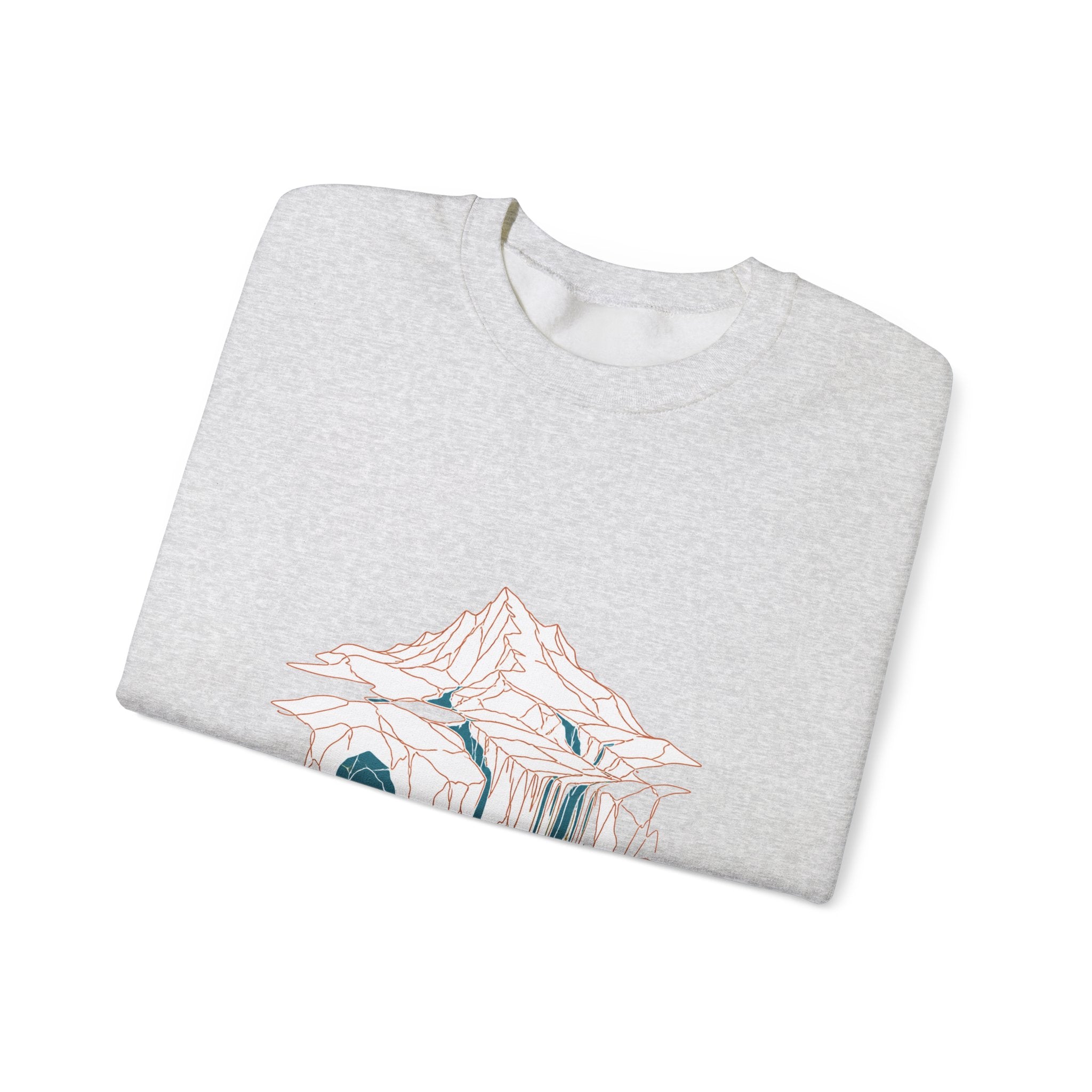 Matching Couple Sweatshirt - Volcano & Glacier Matching Couple Crewneck Sweatshirt Minimalist Art His Hers Valentine Gift - Design B