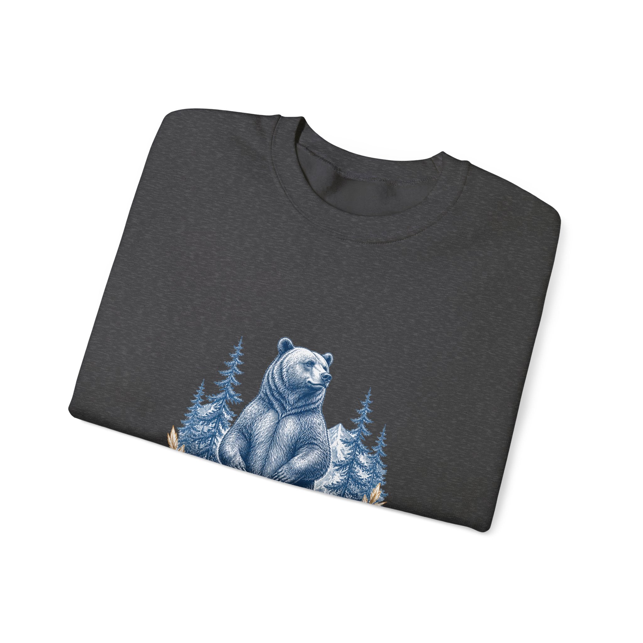 Matching Couple Sweatshirt - Bear & Deer Matching Couple Crewneck Sweatshirt Vintage Art His Hers Wedding Gift - Design A