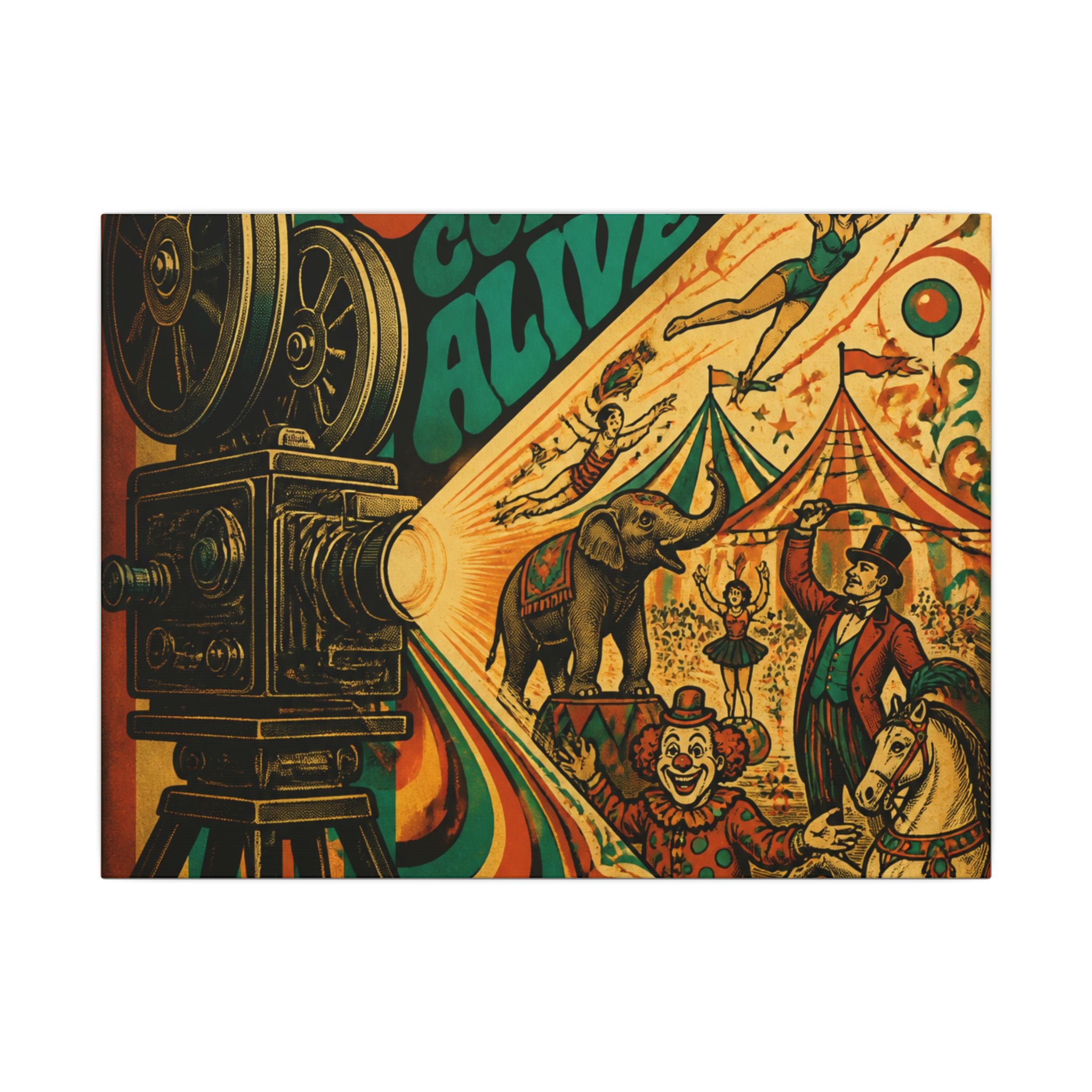 Film Camera Projector Show Wall Art Canvas 16×20 Psychedelic Cafe Decor Maximalist Print
