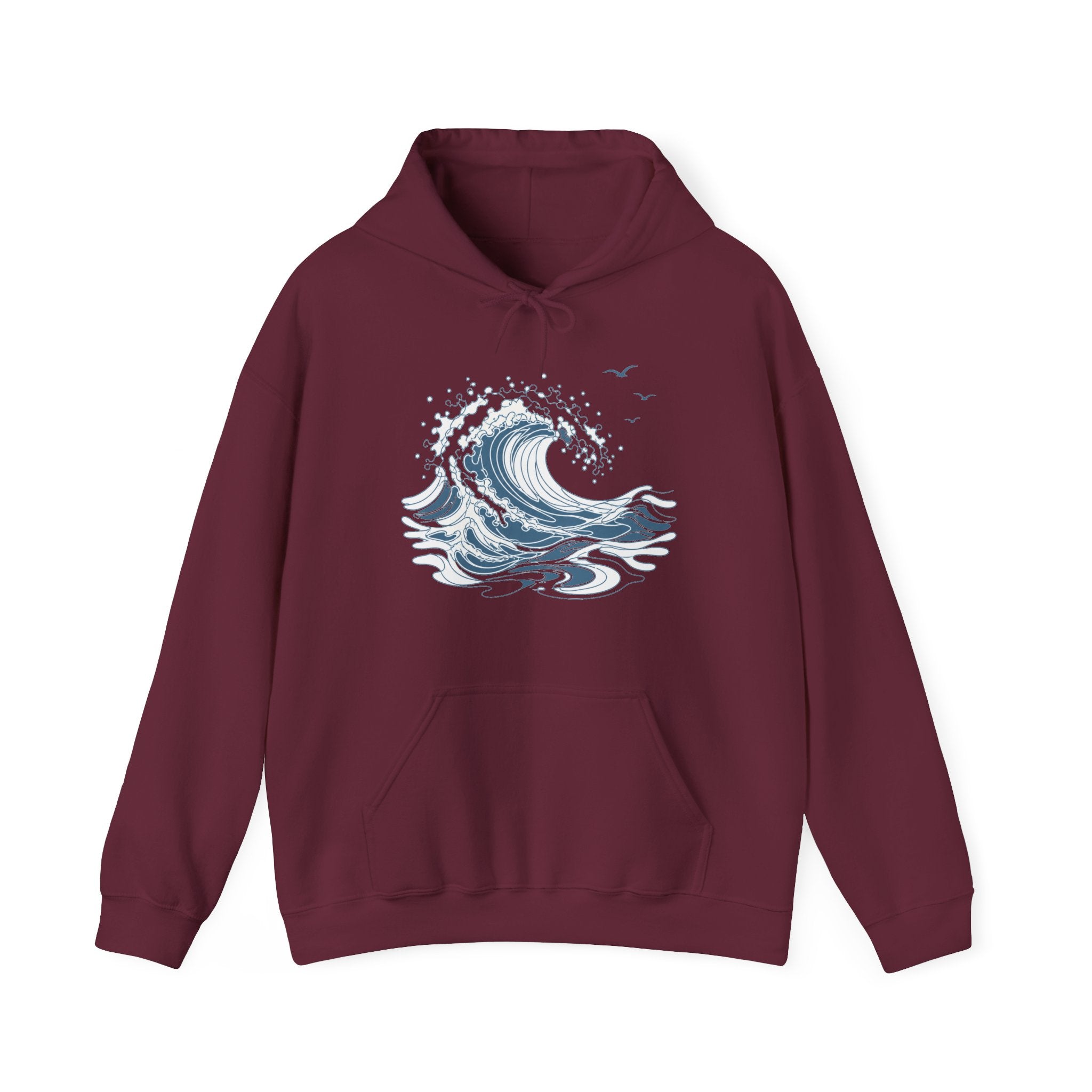 Matching Couple Sweatshirt - Mountain & Ocean Matching Couple Hooded Sweatshirt Minimalist Art His Hers Valentine Gift - Design B