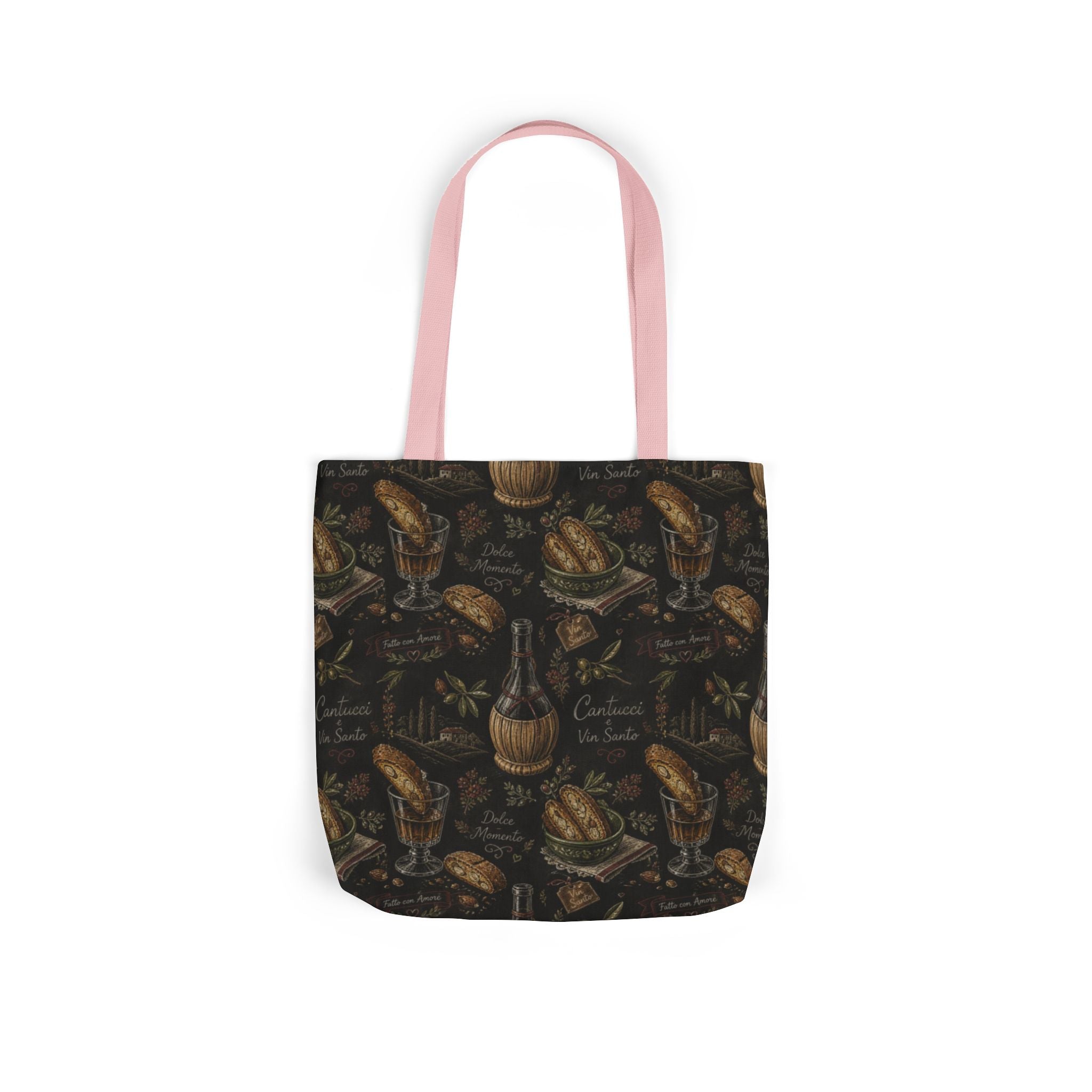 Biscotti & Vin Santo Canvas Tote Bag Mediterranean Kitchen Chalk Art Design Italian Cottagecore Gift