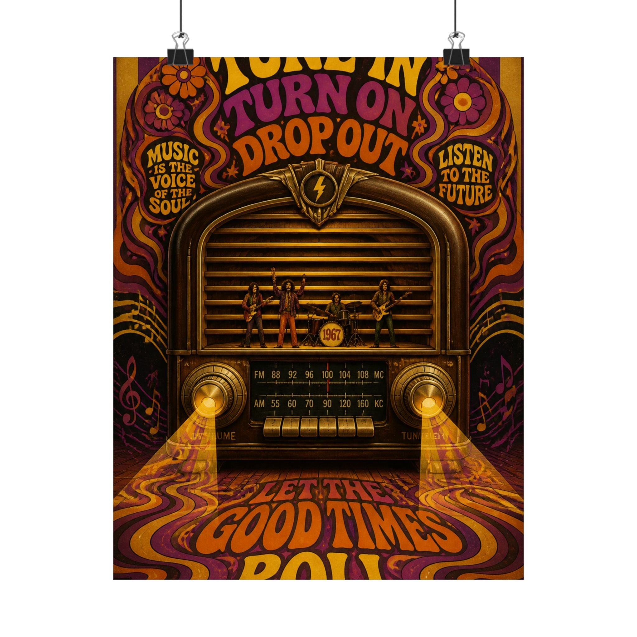 Vintage Radio Stage Wall Art Poster 18×24 Psychedelic Cafe Decor Maximalist Print
