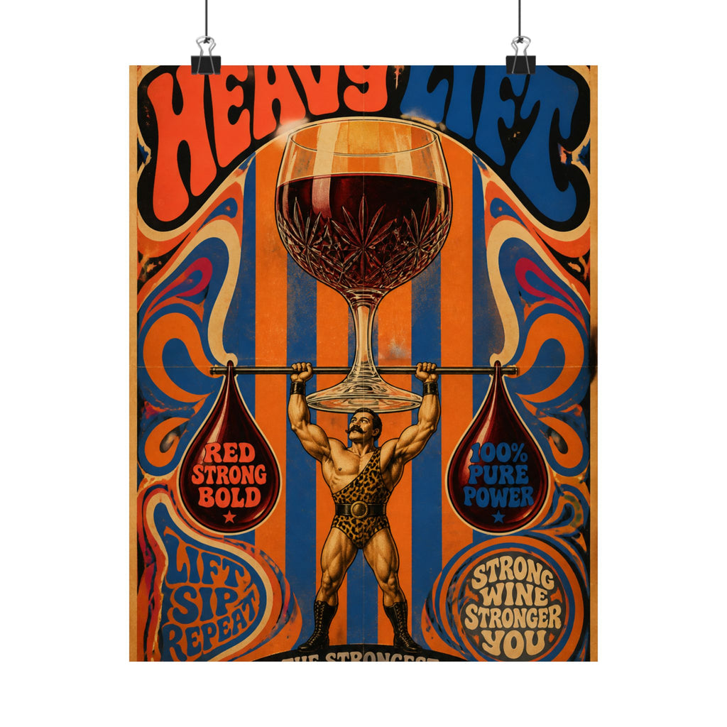 Wine Glass Strongman Wall Art Poster 24×36 Psychedelic Dining Room Decor Maximalist Print