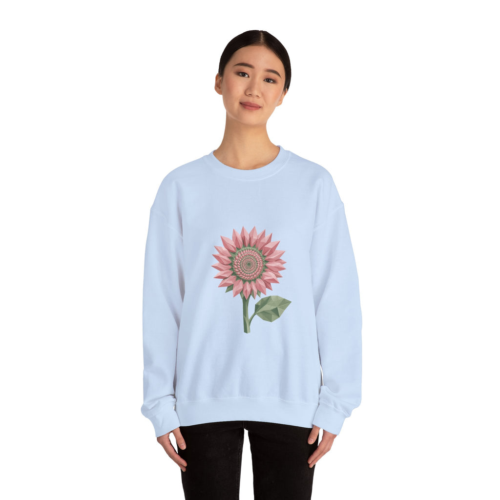 Matching Couple Sweatshirt - Sunflower & Moonflower Matching Couple Crewneck Sweatshirt Geometric Art His Hers Couple Gift - Design A