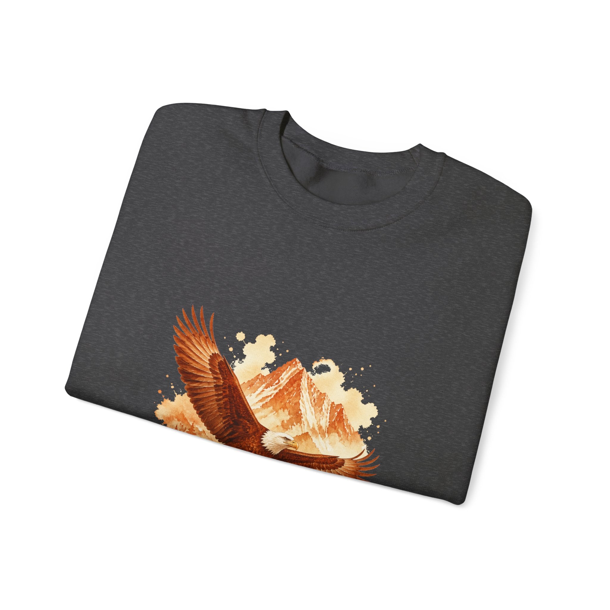 Matching Couple Sweatshirt - Eagle & Whale Matching Couple Premium Fleece Sweatshirt Watercolor Art His Hers Birthday Gift - Design A