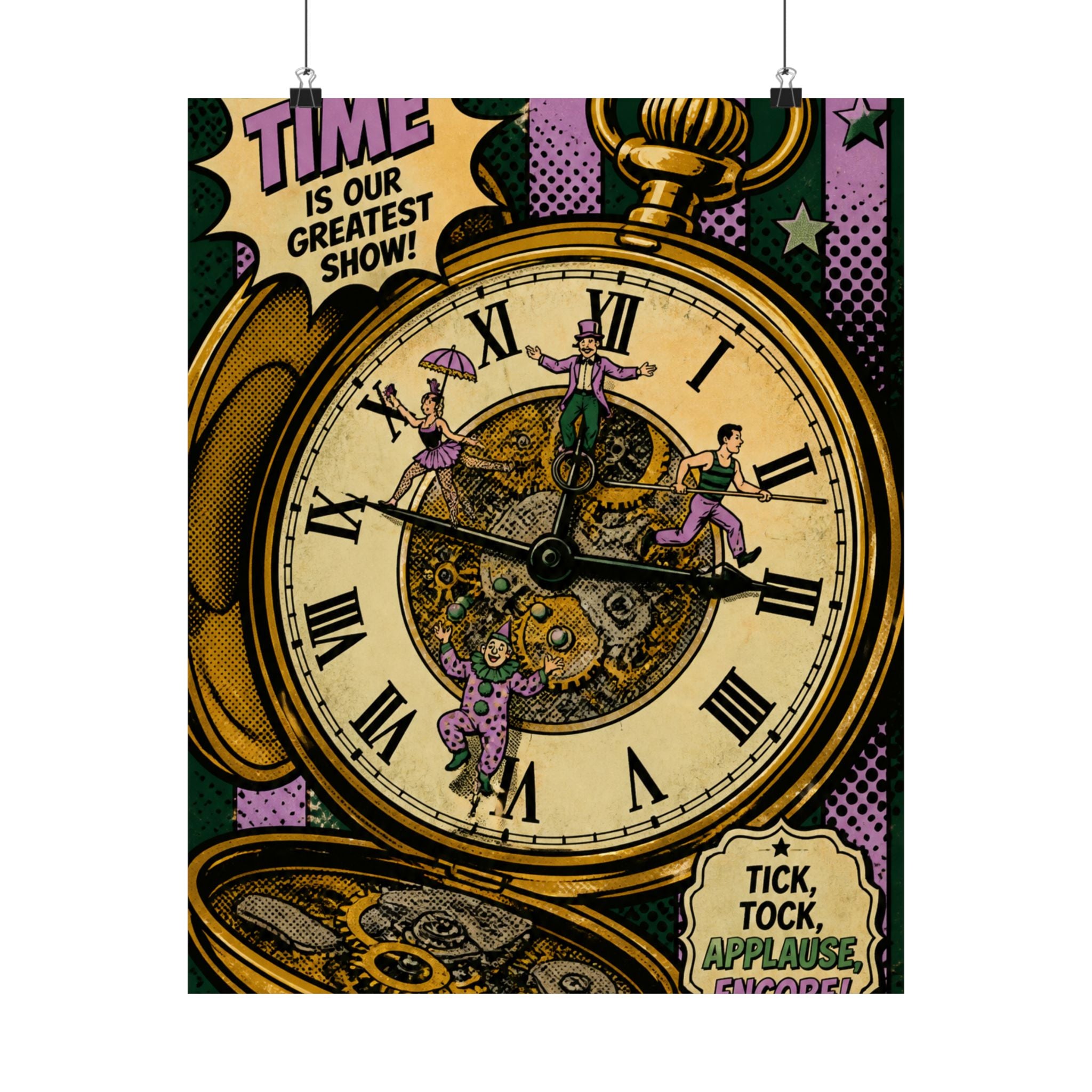 Pocket Watch Performers Wall Art Poster 24×36 Pop Art Restaurant Decor Maximalist Print