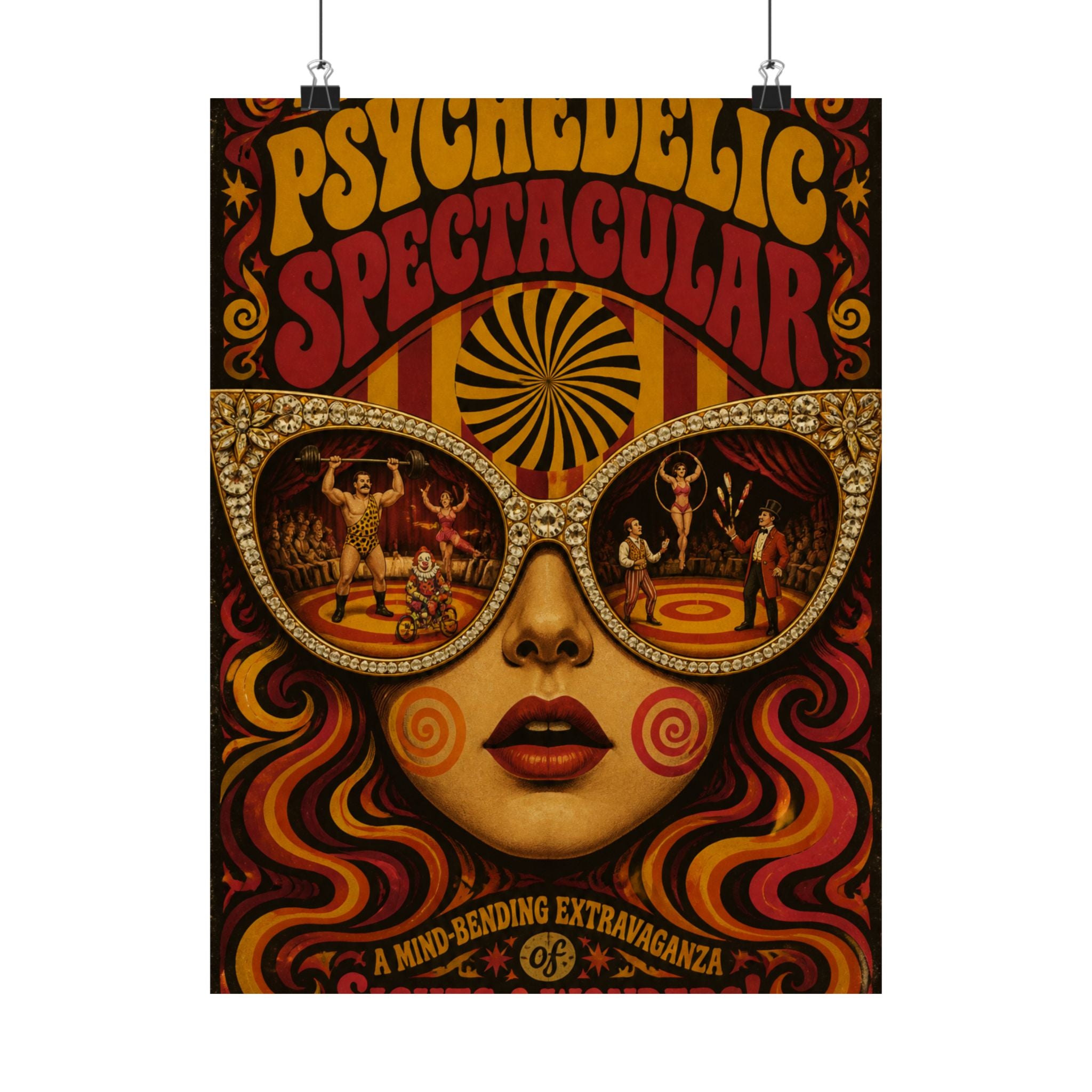 Sunglasses Circus Ring Wall Art Poster 18×24 Psychedelic Cafe Decor Maximalist Print